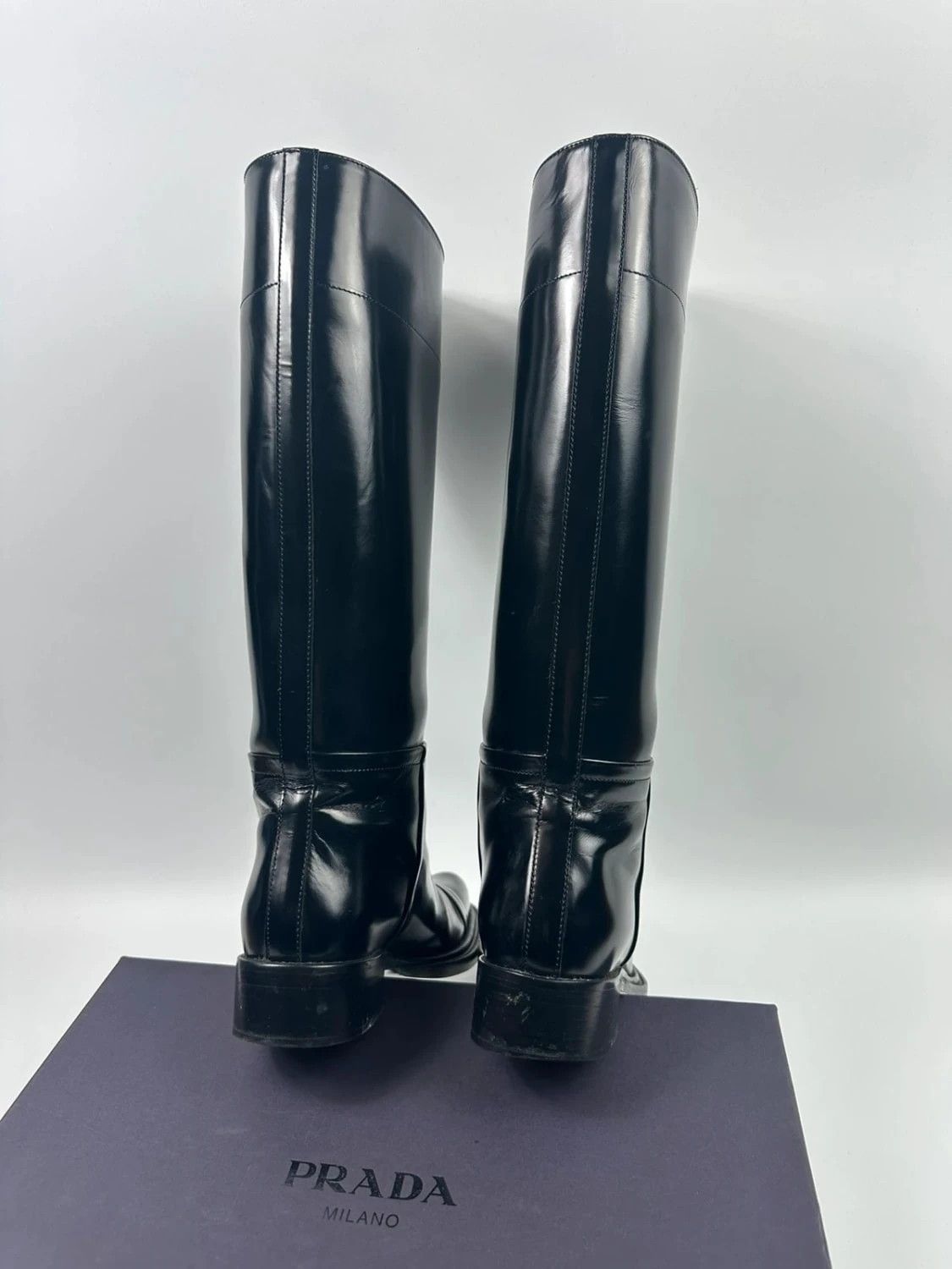 Prada Prada SS2014 Black Leather Vernis Patent Boots Pointy Toe Size US 6 / IT 36 - 14 Thumbnail