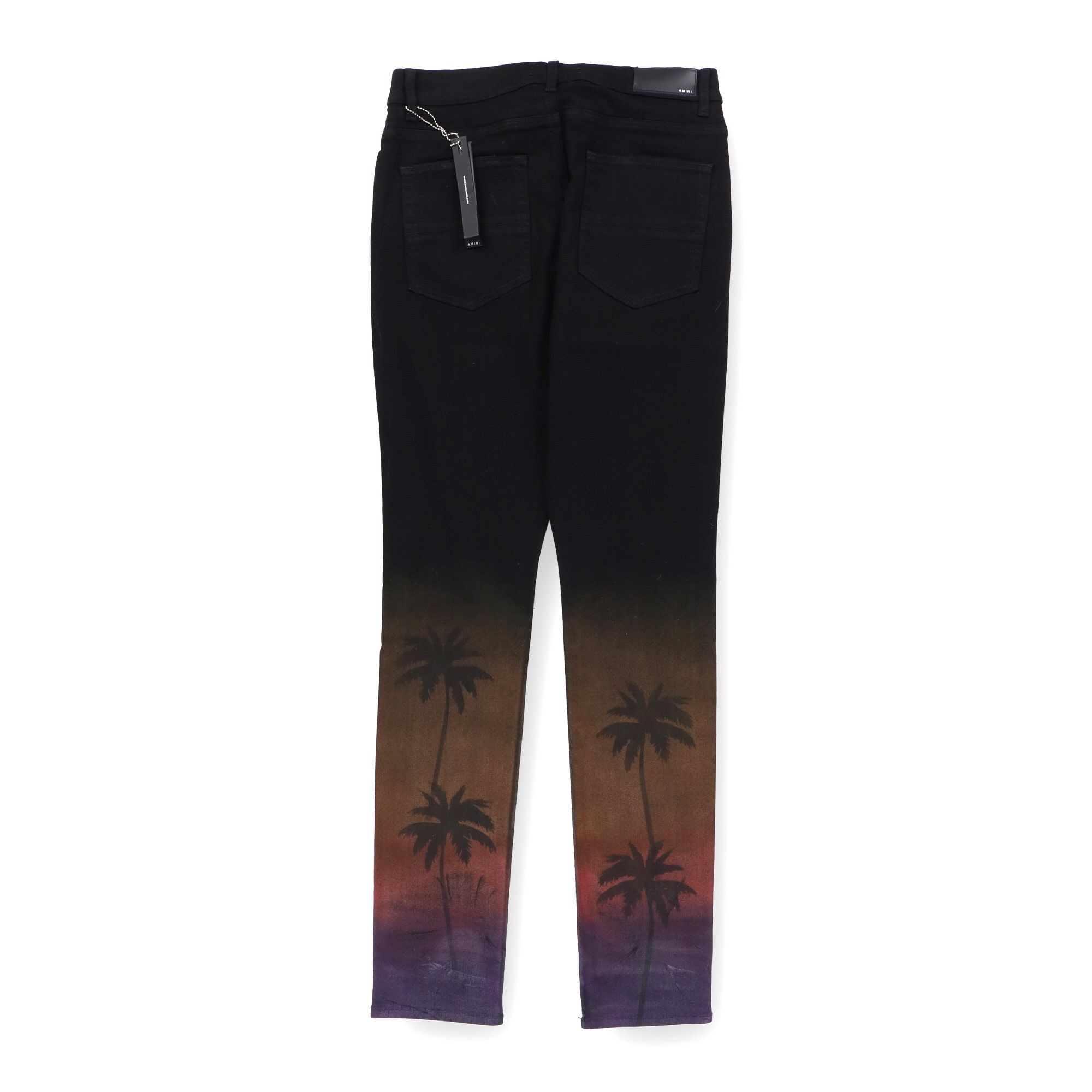 Black Night Palm Gradient Ripped Skinny Jeans