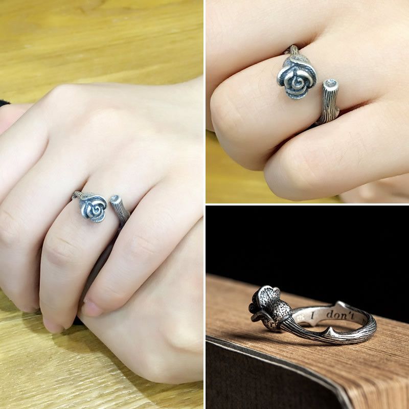 Jewelry Flowers Vibe Jewelry Rings Open Size Chrome Ring (Size 7-13) Size ONE SIZE - 4 Thumbnail