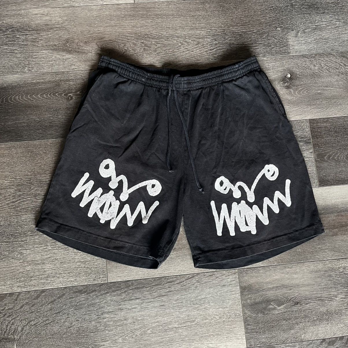 Asspizza 2023 Puff Print Logo Shorts Black Size Large