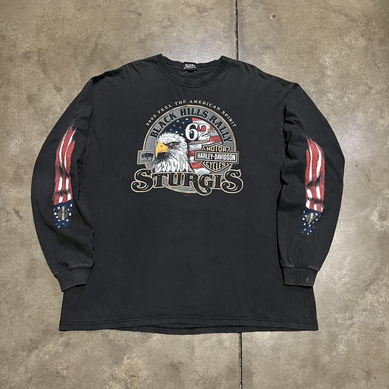 Harley Davidson Vintage Harley Davidson Flag Flame Long Sleeve Sturgis USA Size US XXL / EU 58 / 5 - 1 Thumbnail