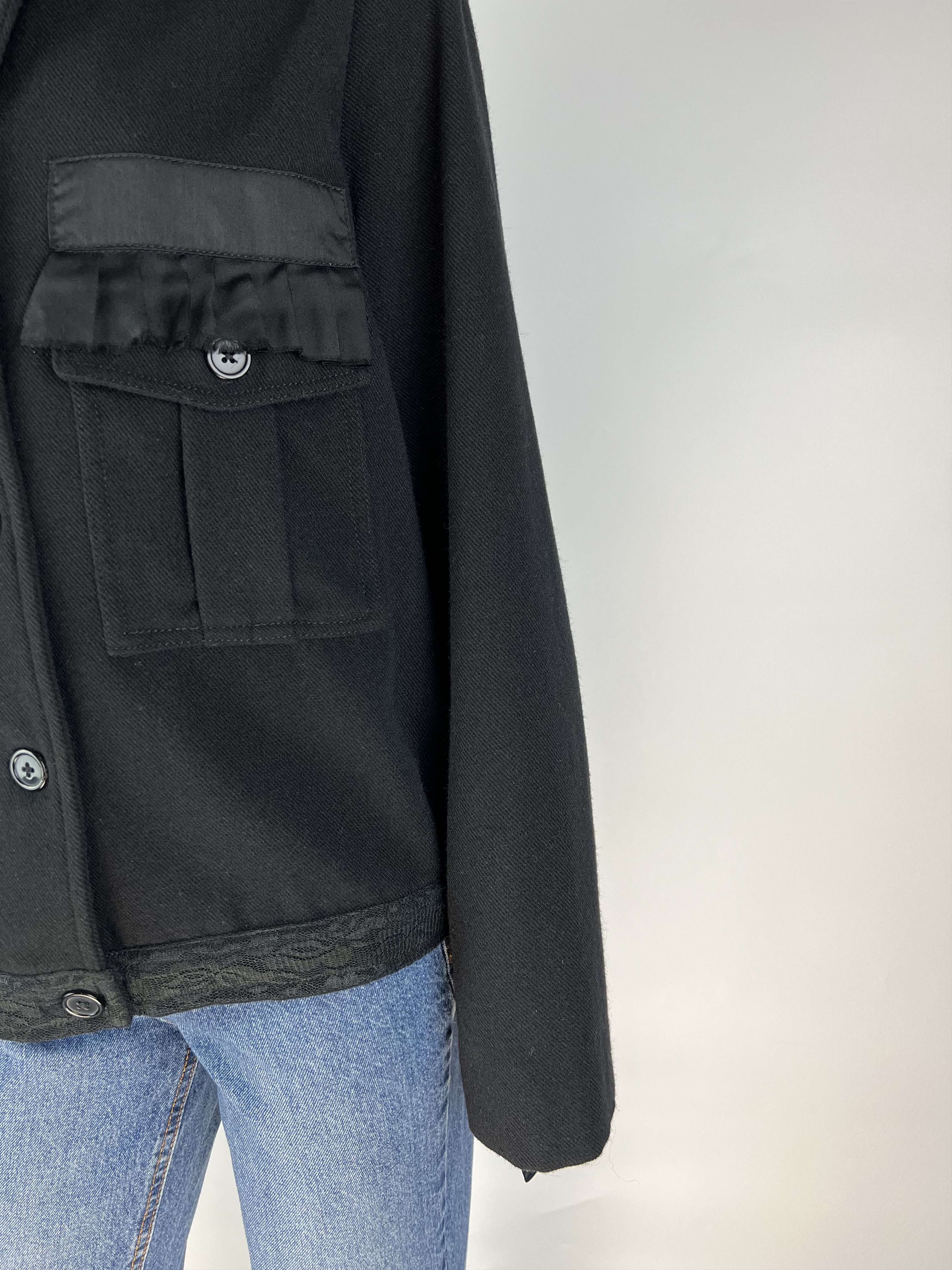 Designer Laundry Industry Wool Button Jacket Trim Lace Studded Collar Size M / US 6-8 / IT 42-44 - 7 Thumbnail