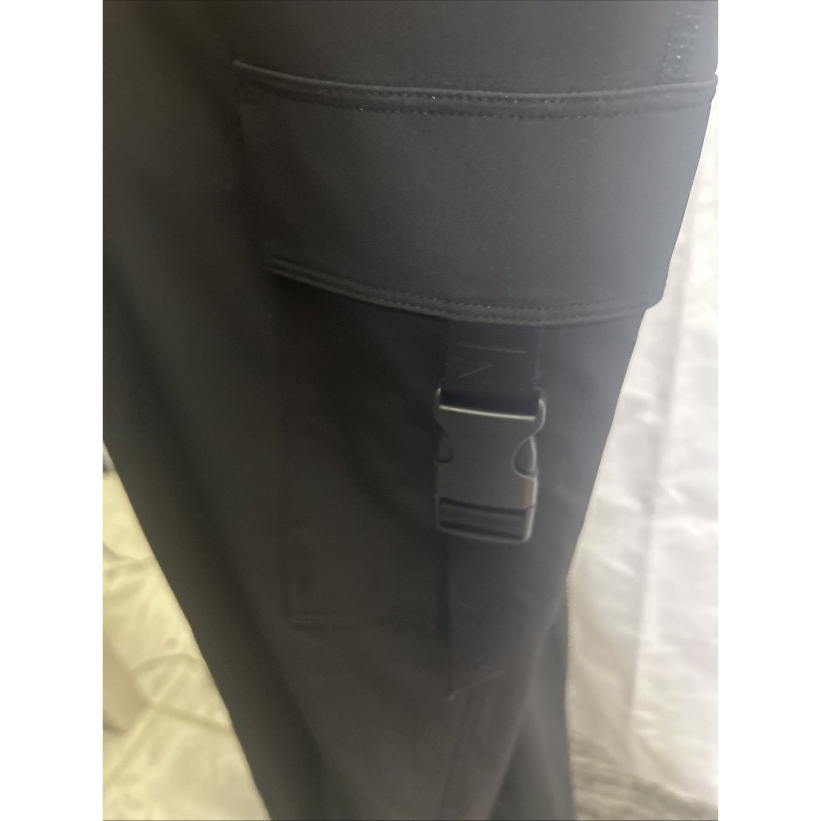 DKNY DKNY Black Utility Cargo Jumpsuit Womans L Tab Sleeve Travel Size 29" - 9 Thumbnail