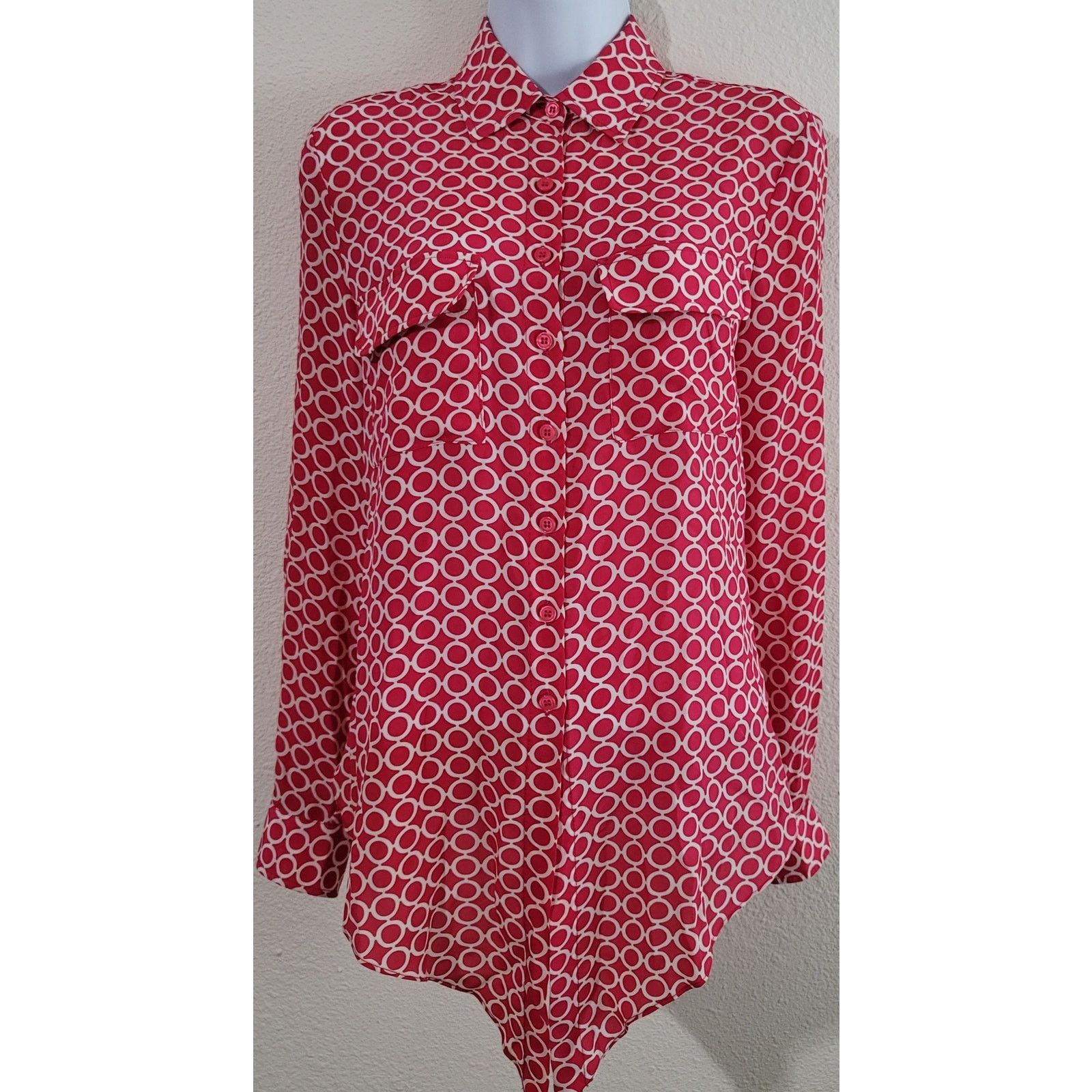 Other Scilla By Dora Landa Red White Circles Print Button Top PS Size S / US 4 / IT 40 - 1 Thumbnail
