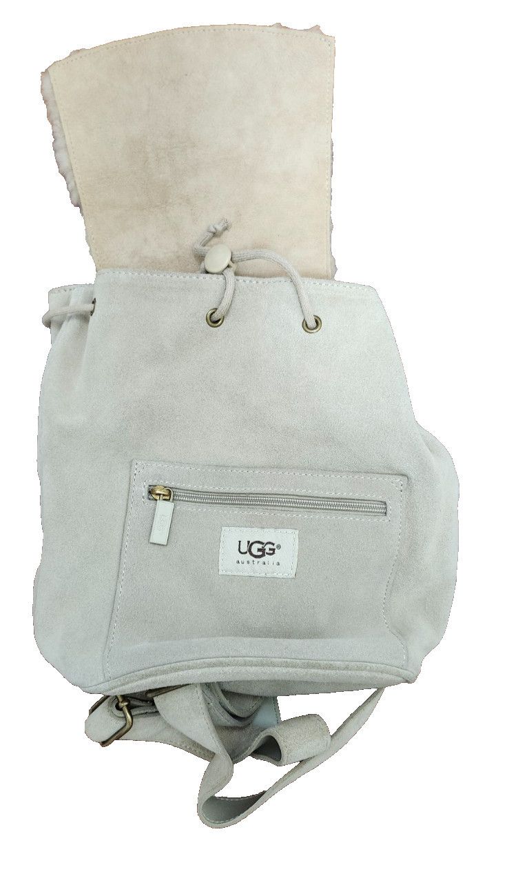 Women's UGG AUSTRALIA beige Suede Shearling Mini Backpack