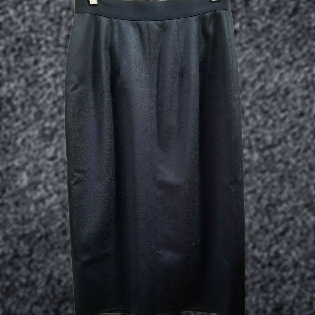 Vintage harvé benard by Benard Holtzman Womens Wool Button-Detail Midi Skirt Sz 8 Petite Black Size 30" / US 8 / IT 44 - 1 Thumbnail