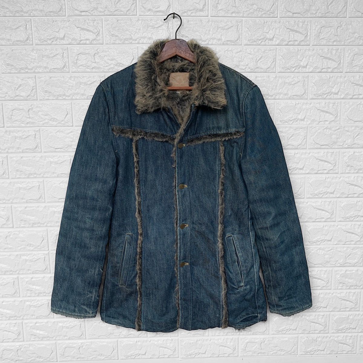 Backbone VINTAGE BACKBONE JAPAN FAUX FUR TRIM BLUE DENIM JACKET Size M / US 6-8 / IT 42-44 - 4 Thumbnail