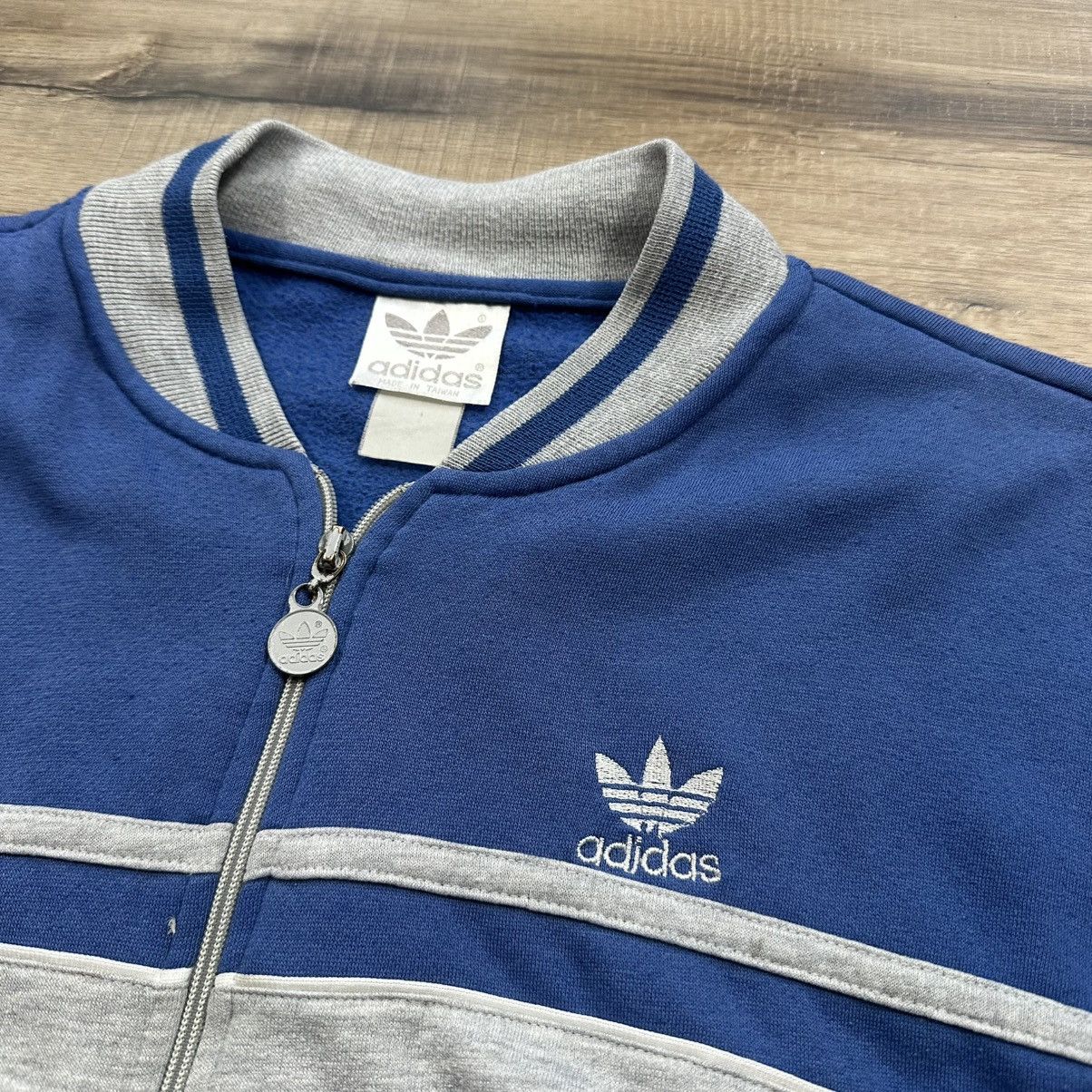 Adidas Vintage 80s Adidas Blue & Grey Trefoil Zip Up Jacket Size US M / EU 48-50 / 2 - 4 Thumbnail