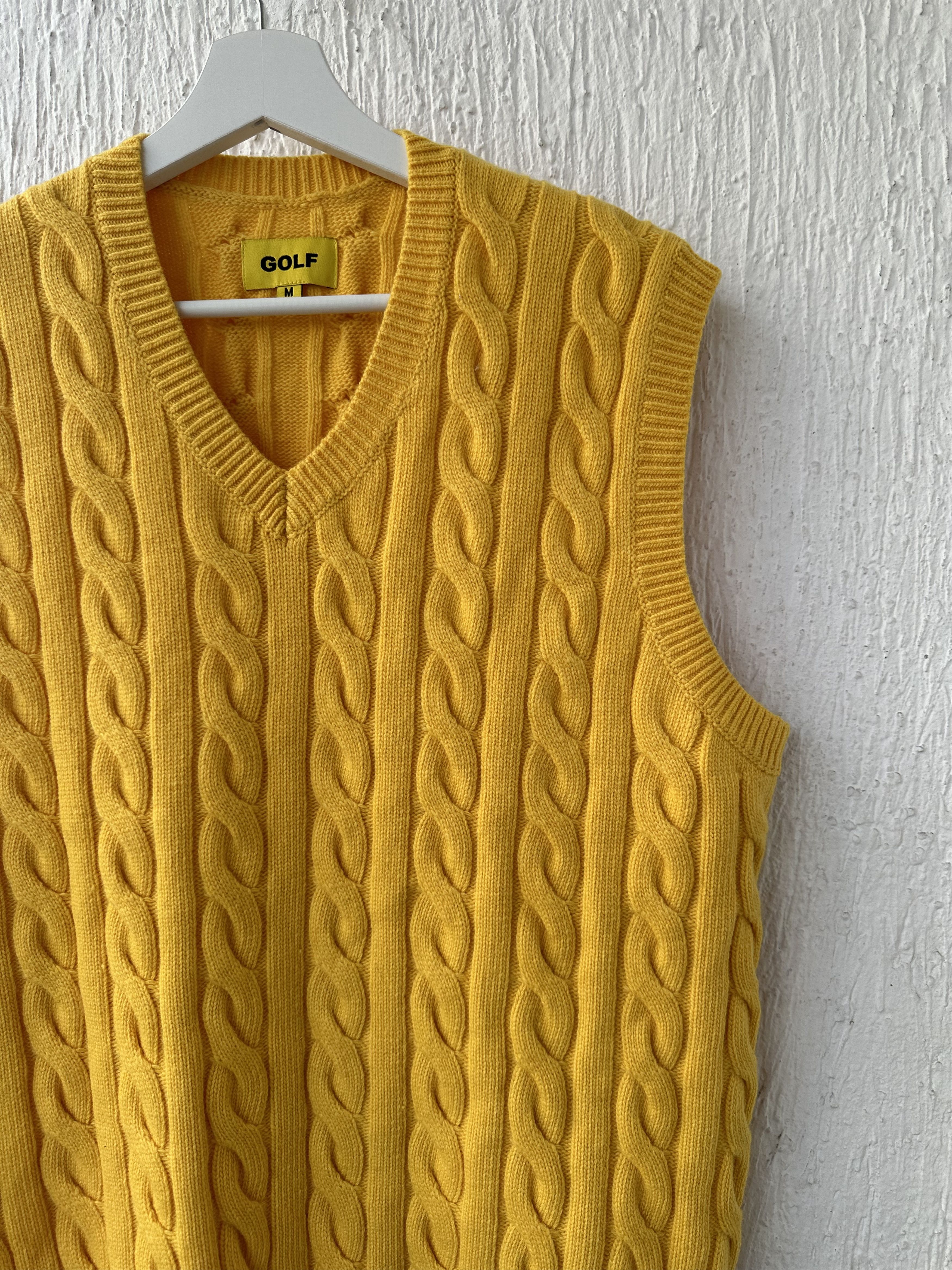 Golf Wang yellow cable knit sweater vest Size US M / EU 48-50 / 2 - 2 Thumbnail