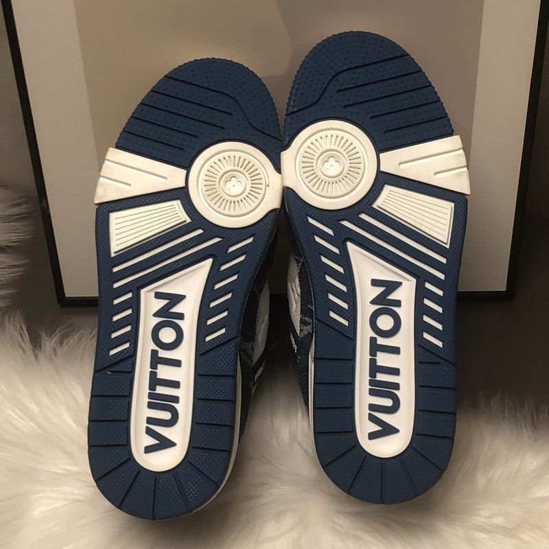 Louis Vuitton Louis Vuitton Blue and White Trainer Sneakers -2508 Size US 5.5 / EU 38 - 4 Thumbnail