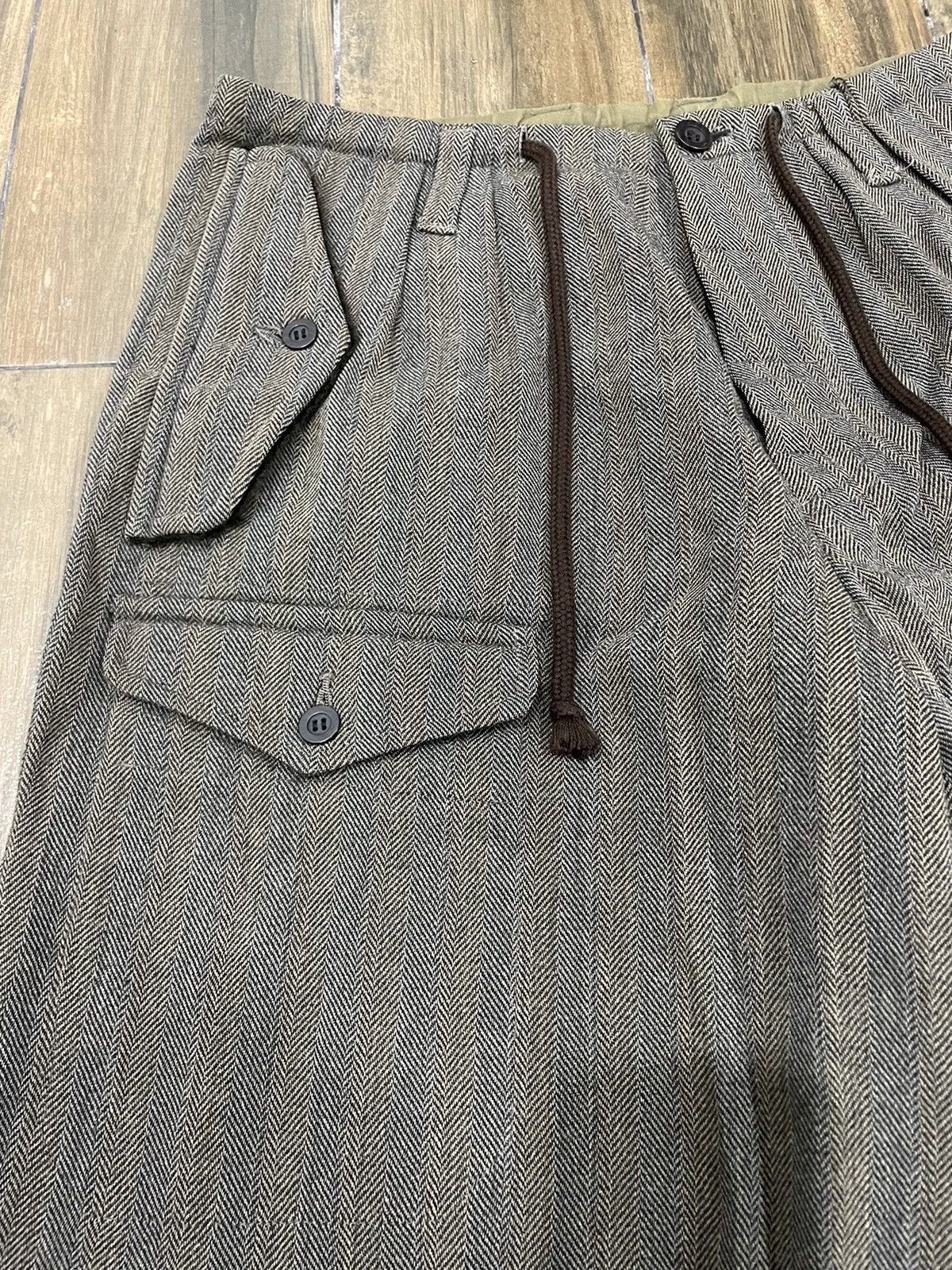 Dries Van Noten High Waist Grey Wool Herringbone Wide Cargo Pants Trousers Size US 31 - 6 Thumbnail