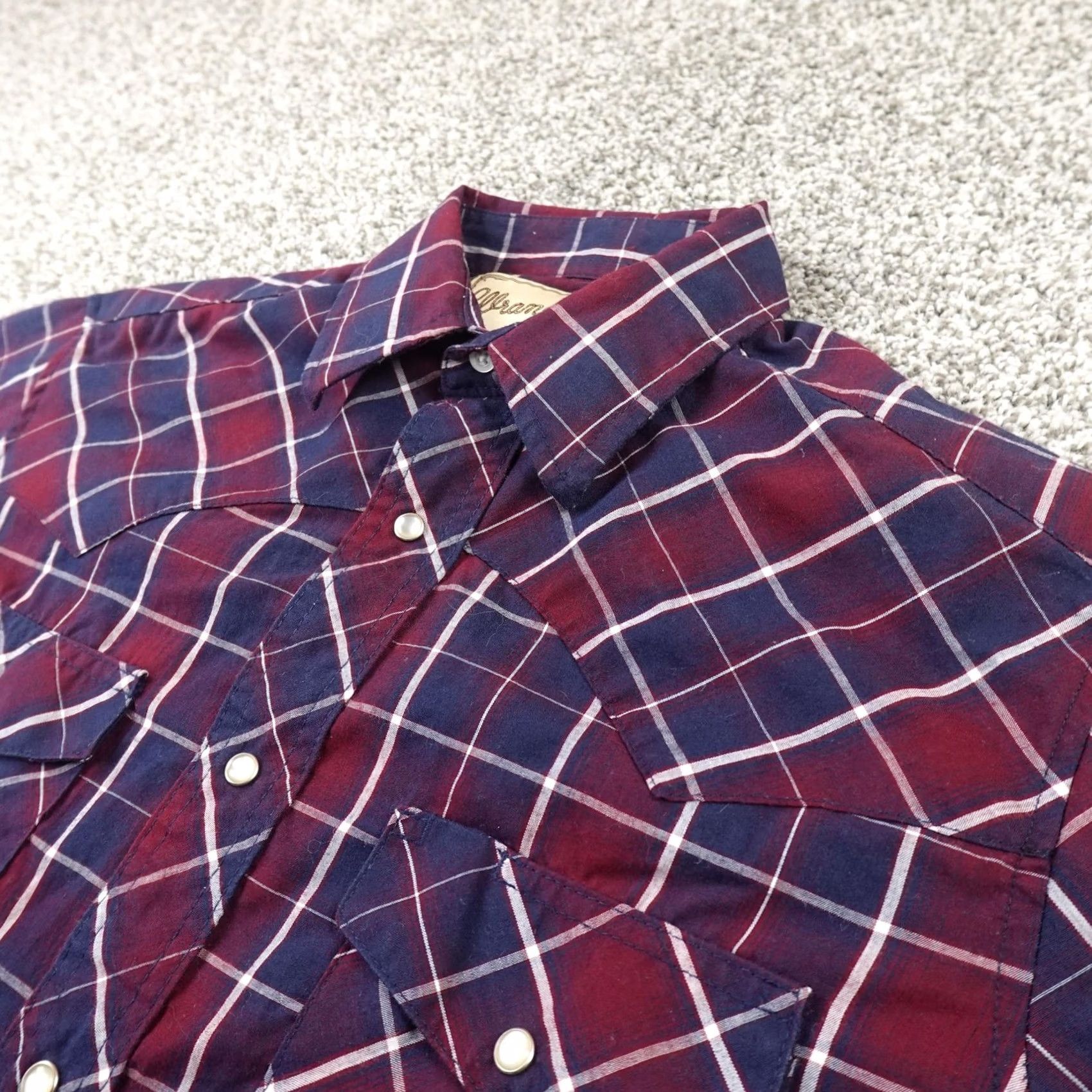 Wrangler VINTAGE Wrangler Shirt Mens S Red Blue Plaid Western Pearl Snap Long Sleeve Cowboy Rodeo Mens Size US S / EU 44-46 / 1 - 2 Thumbnail