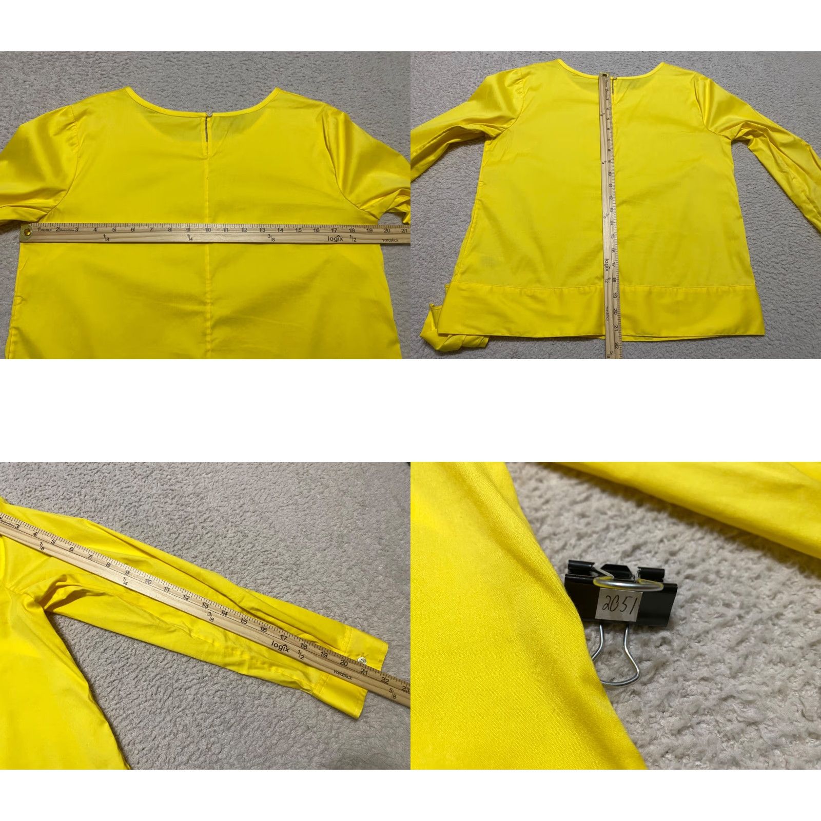 Talbots Talbots Shirt Womens PM Solid Yellow Long Sleeve Round Neck Petites Boxy Tie Blouse for Women Size M / US 6-8 / IT 42-44 - 8 Thumbnail