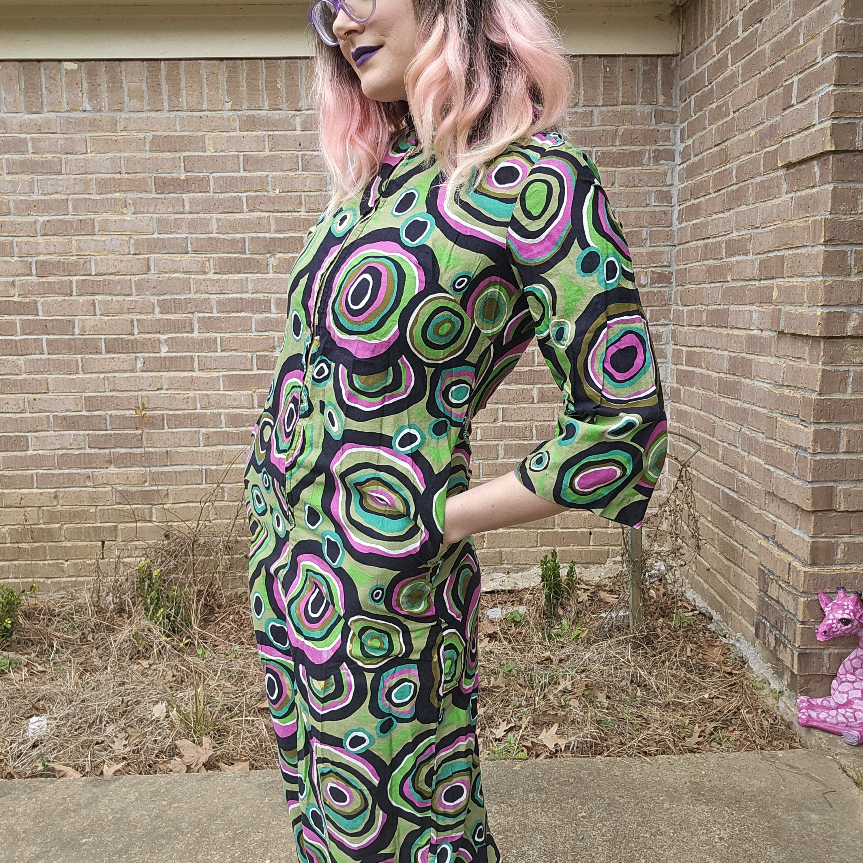 Other 60's Vintage Psychedelic Print Lounge Craft Jumpsuit Size 28" / US 6 / IT 42 - 6 Thumbnail