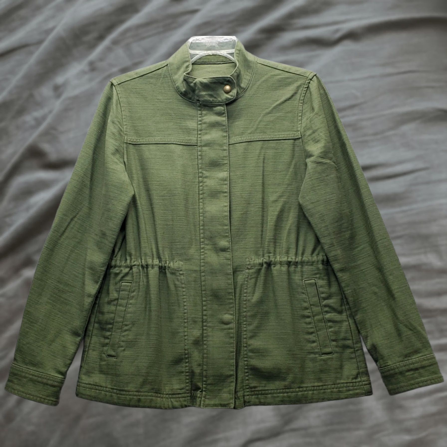 J.Crew J.CREW Womens Small Green Long Sleeve Jacket Cinch Snap Front Inside Zip Size S / US 4 / IT 40 - 1 Thumbnail