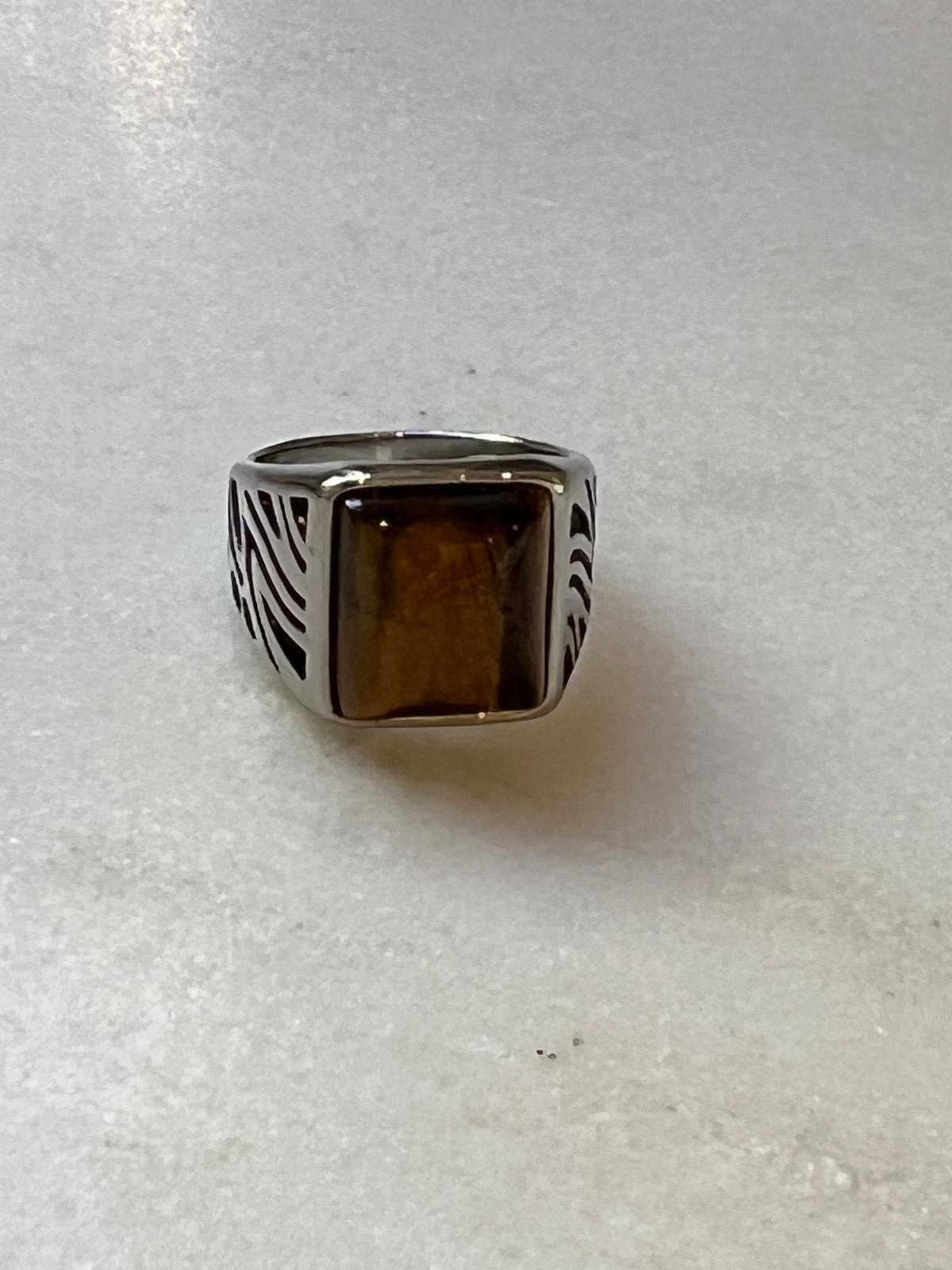 Vintage Silver tiger eye ring Size ONE SIZE - 1 Thumbnail