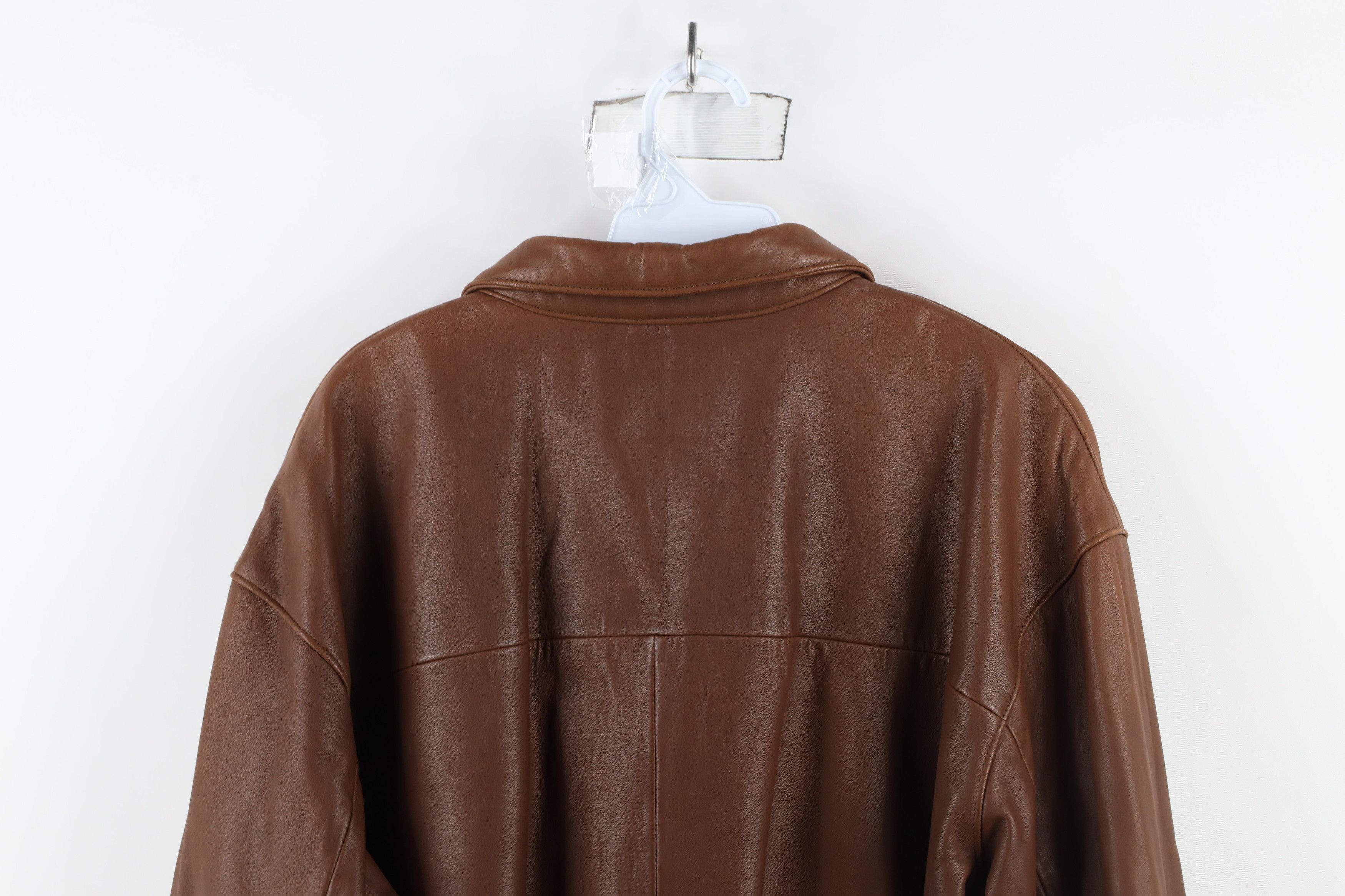 Vintage Vintage 90s Streetwear Leather Flight Bomber Jacket Brown Size US M / EU 48-50 / 2 - 13 Thumbnail