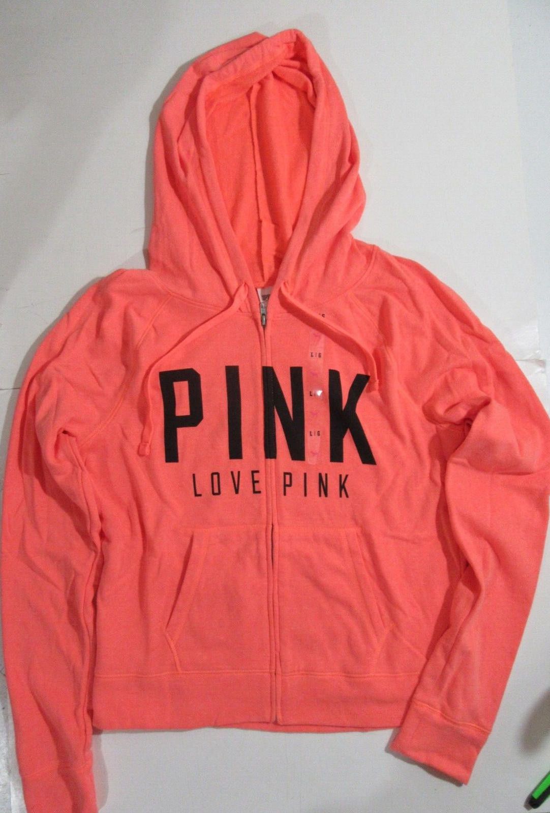 Victoria's Secret Pink Hooded Sweatshirt Love Coral Zip L