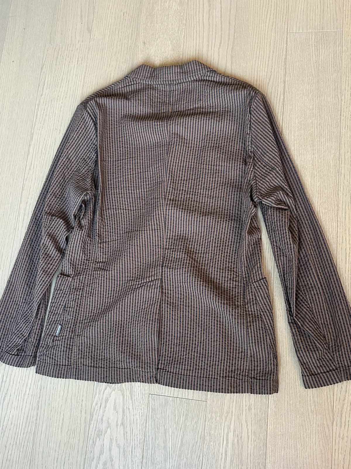 Aspesi Brown Pinstripe Lightweight Jacket Size US M / EU 48-50 / 2 - 2 Thumbnail