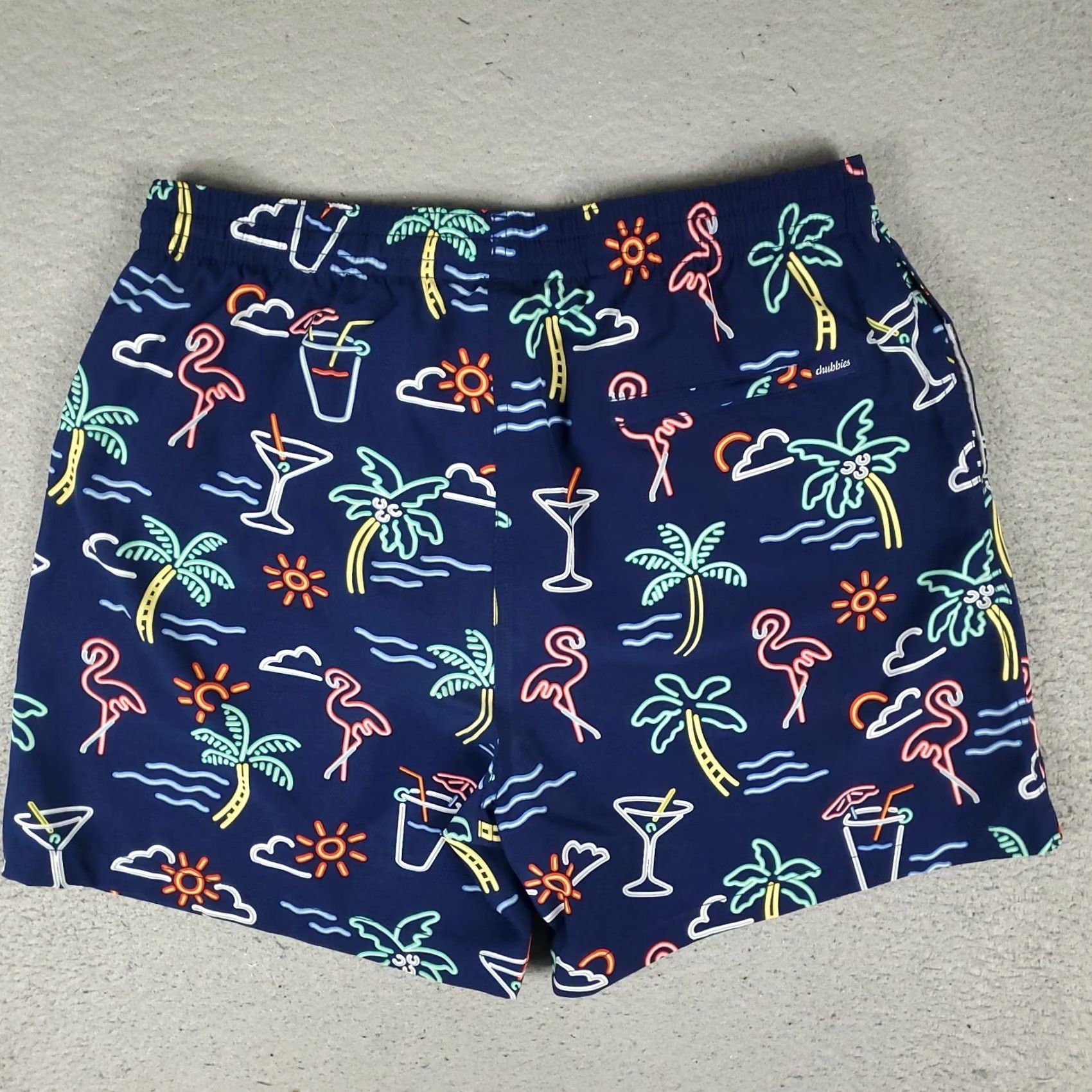 Chubbies Chubbies Shorts Mens XL Navy Blue Beach Board Shorts Swim Trunks Nylon Polyester Mesh Lining Pockets Above-the-Knee 90s Hawaiian Aloha Beach Mens Size US 36 / EU 52 - 7 Thumbnail