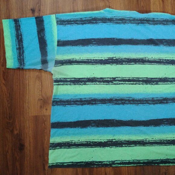 Other Vintage 90s Big Kanaka Island Gear Striped Neon T-Shirt Size US XXL / EU 58 / 5 - 6 Thumbnail