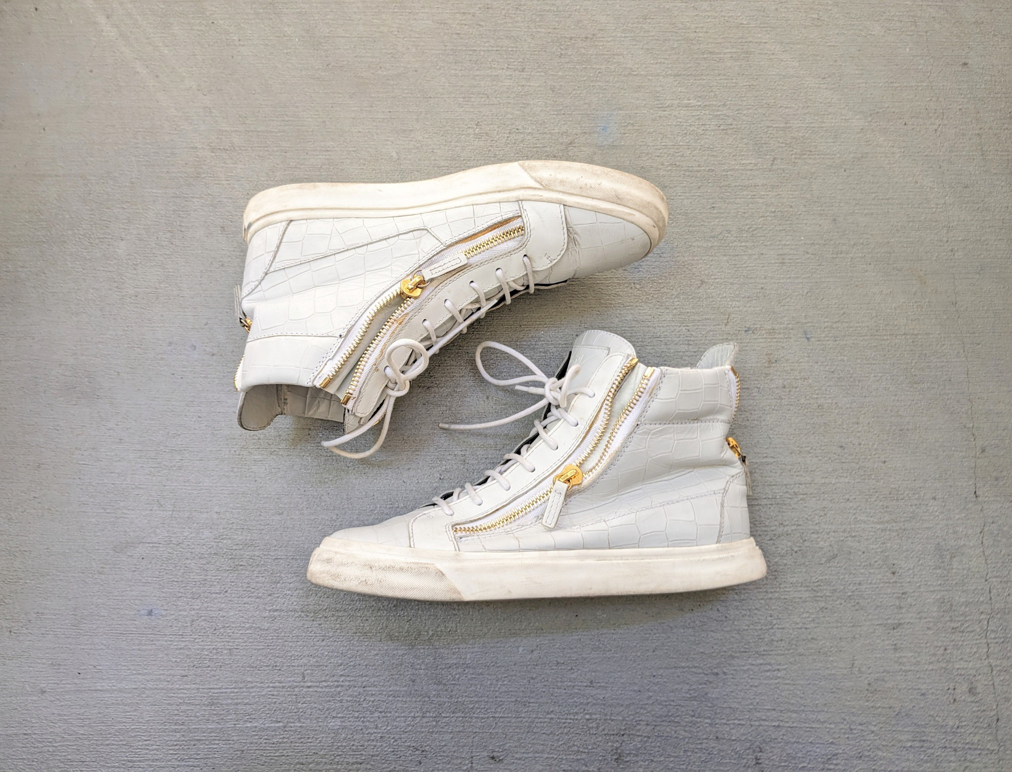 Designer Giuseppe Zanotti High Tops White 9 42 Croc Embossed Leather Size US 9 / EU 42 - 1 Thumbnail
