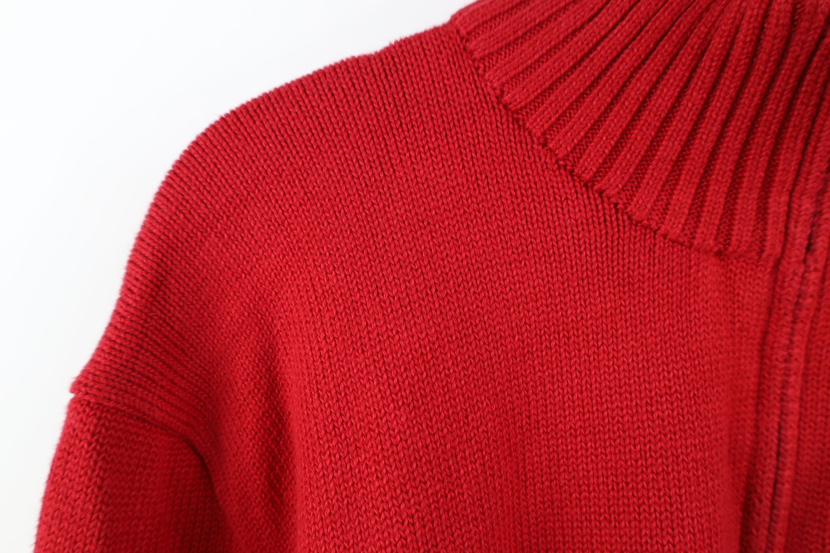 Ralph Lauren Vintage 90s Ralph Lauren Ribbed Knit Half Zip Sweater Red Size US XL / EU 56 / 4 - 8 Thumbnail