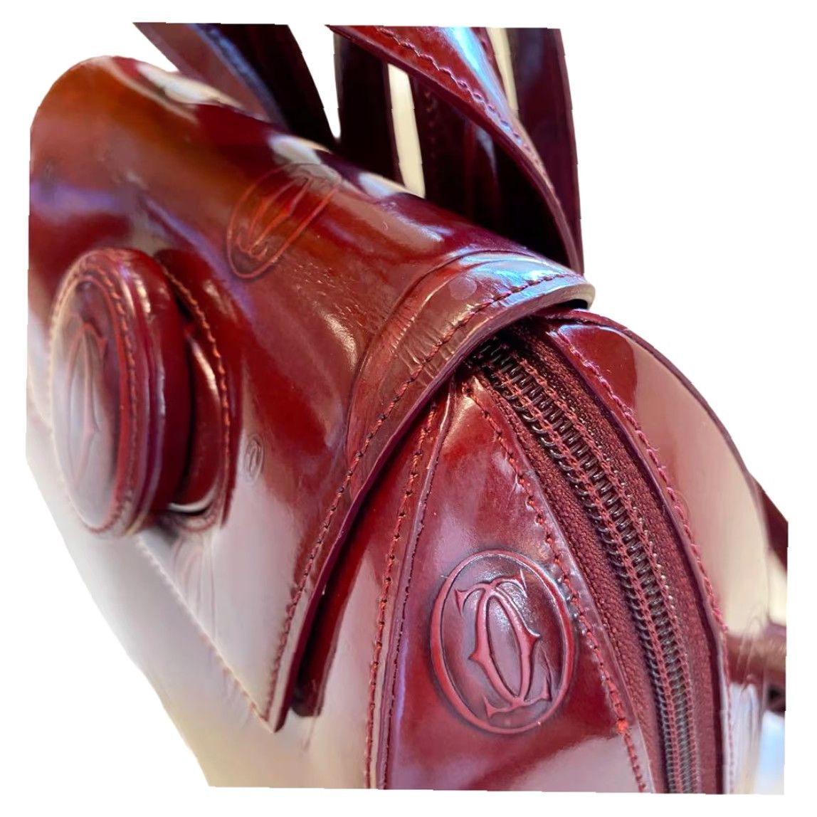 Cartier Cartier Happy Birthday Backpack Women Medium Bordeaux Logo Leather Oval Bag Size ONE SIZE - 3 Thumbnail