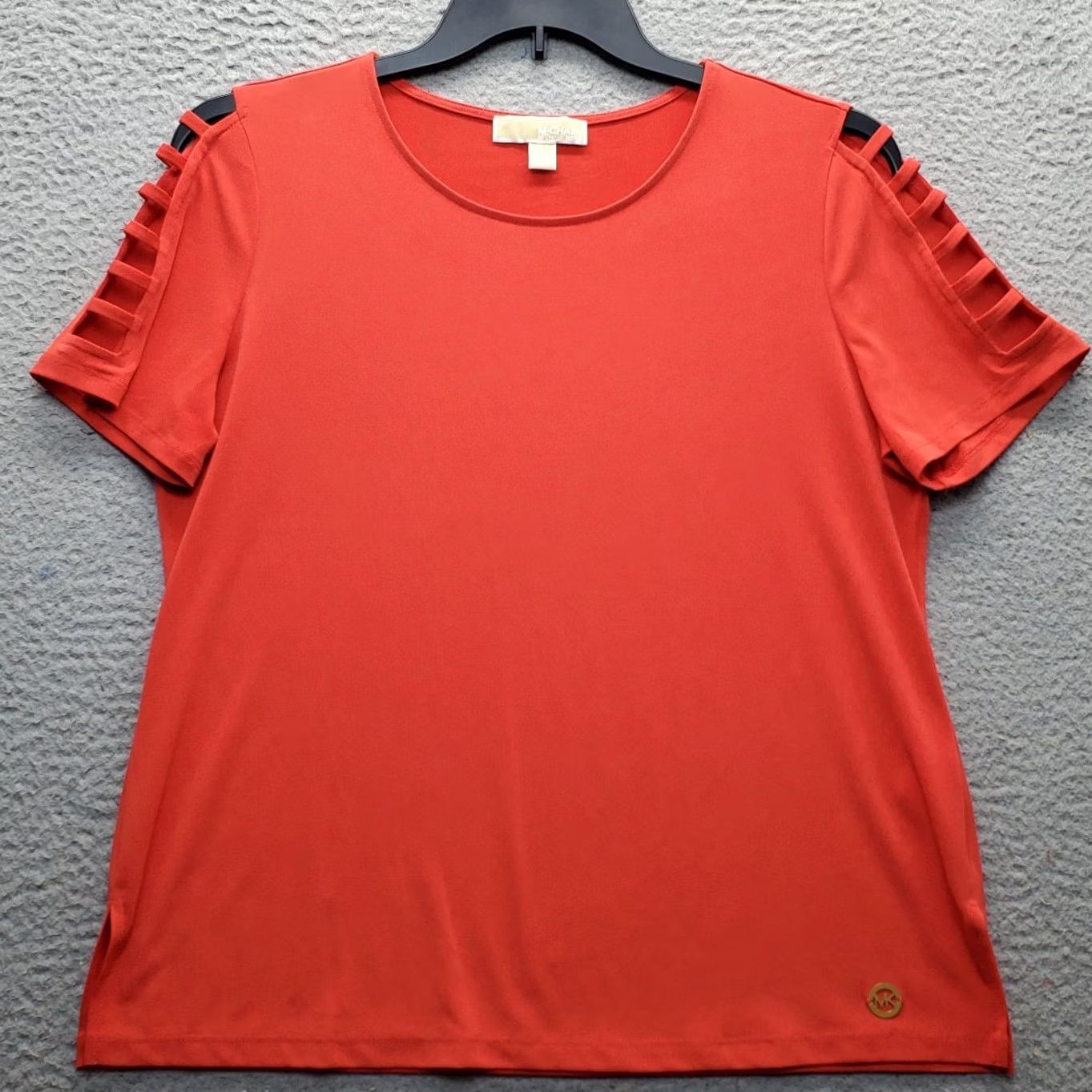 Michael Kors Michael Kors Blouse Womens Large Red Gold Logo Strappy Sleeves Pullover Shirt XS-? Size L / US 10 / IT 46 - 2 Thumbnail
