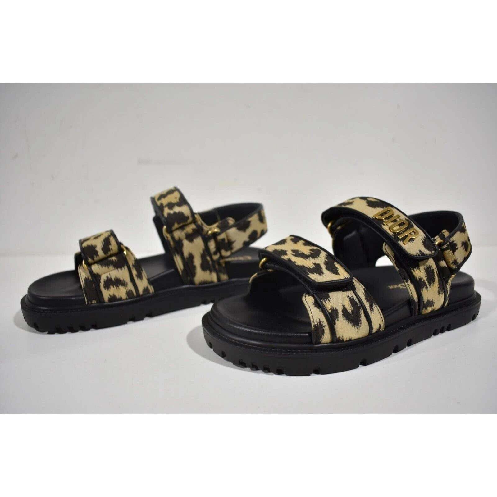 Dior Christian Dior Act Dway Black Gold Leopard Shiny Logo Strap Size US 5.5 / IT 35.5 - 9 Thumbnail