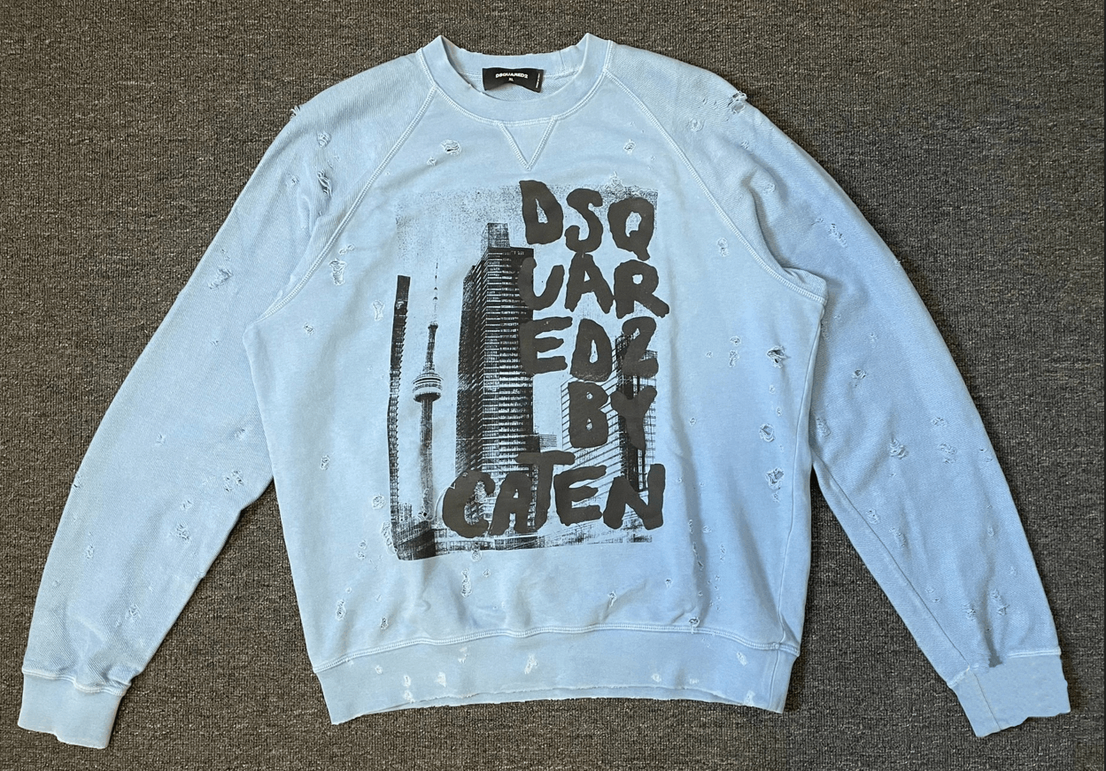 Dsquared2 DSQUARED2 blue destruction sweatshirt size XL Size US XL / EU 56 / 4 - 1 Thumbnail