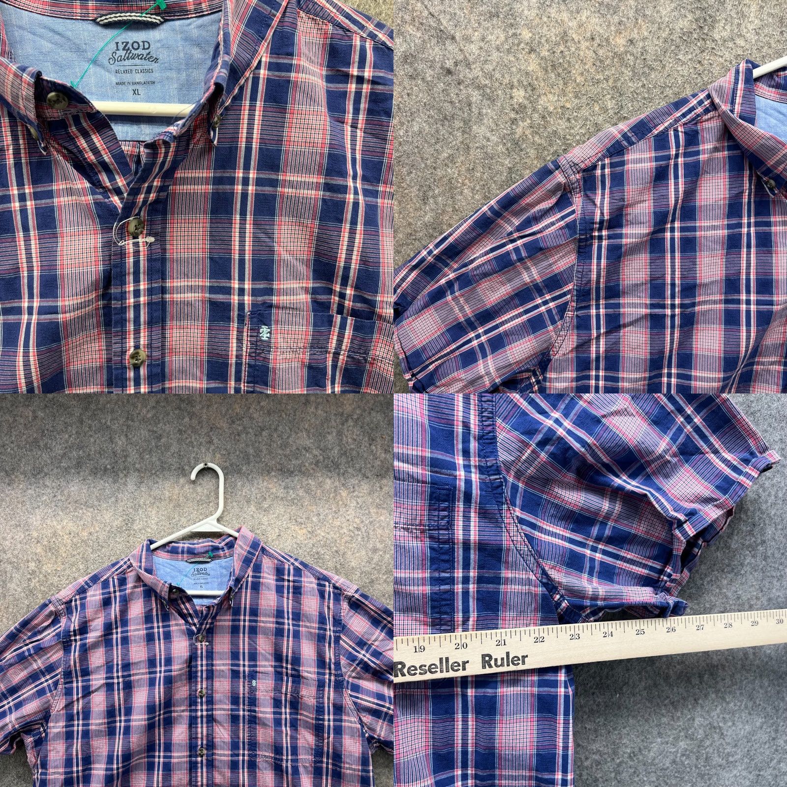 Izod VINTAGE Izod Shirt Men XL Blue Pink Casual Button-Down Relaxed Saltwater Plaid Size US XL / EU 56 / 4 - 8 Thumbnail
