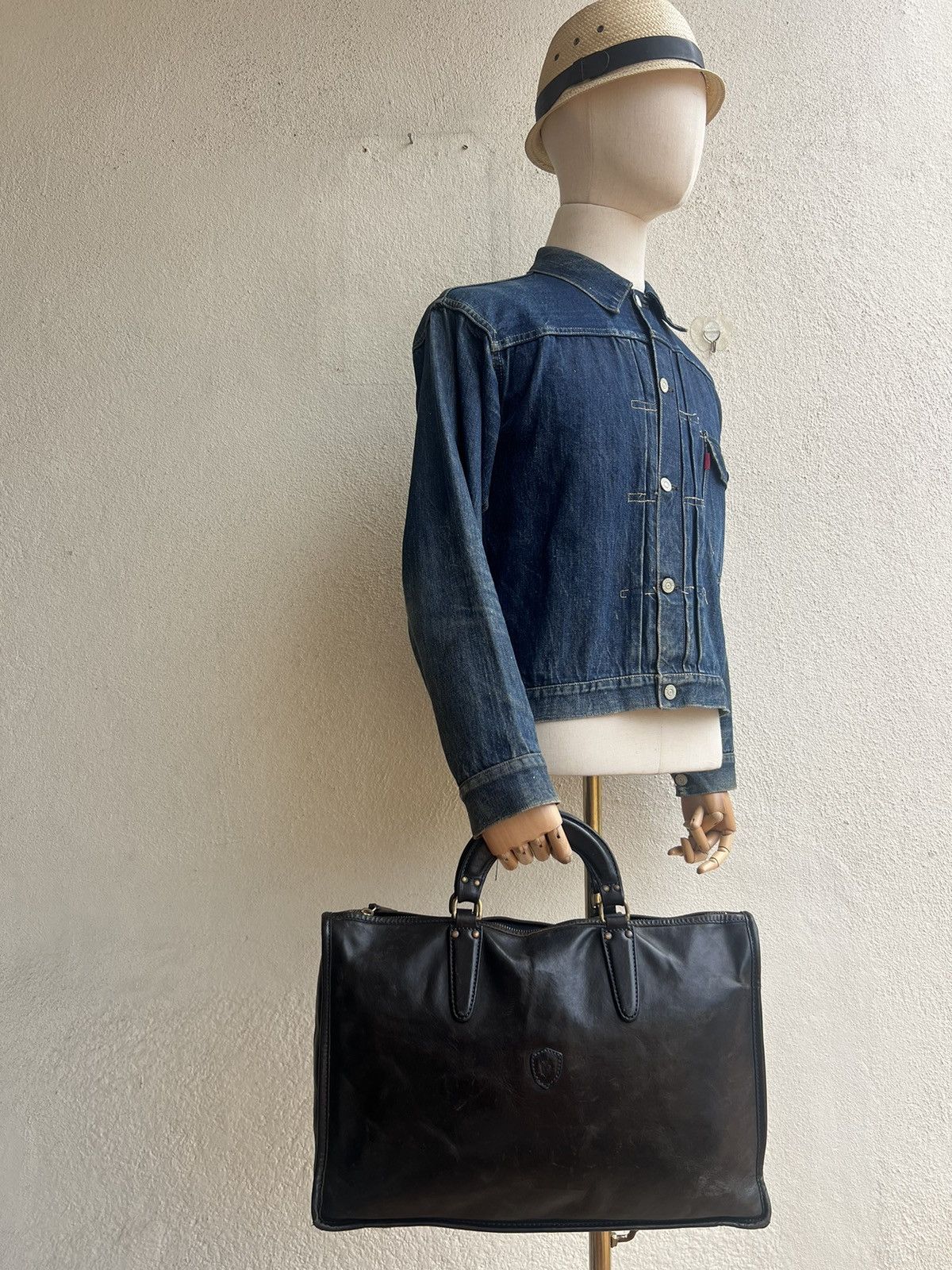 Felisi Distressed Scratches Patina Leather Bag