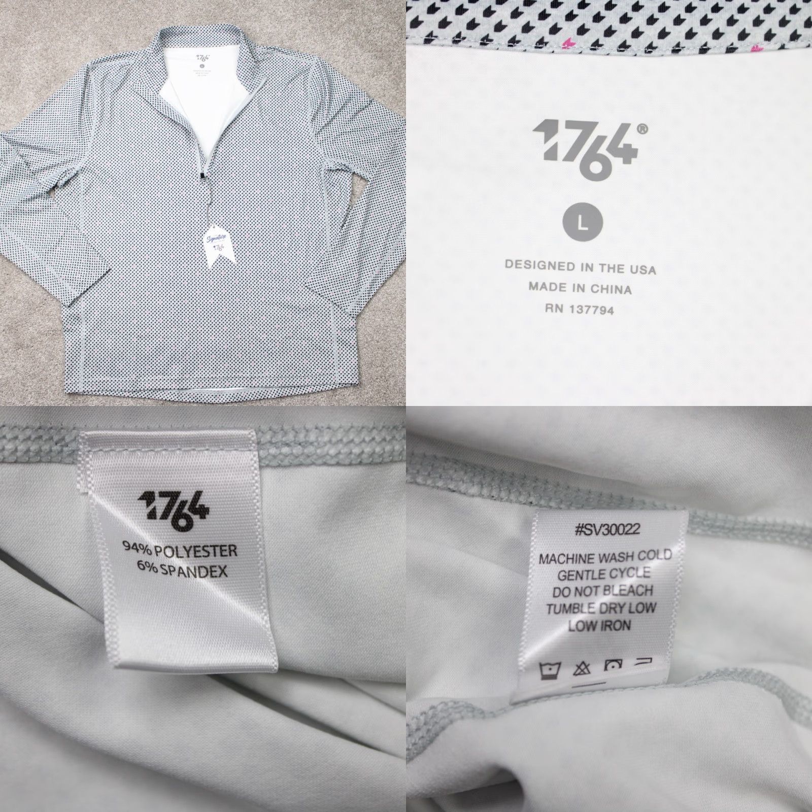 Vintage 1764 Sweatshirt Mens Large Gray Geometric 1/4 Zip NWT Signature Collection 90s Theme Shirt Clothing Size US L / EU 52-54 / 3 - 8 Thumbnail