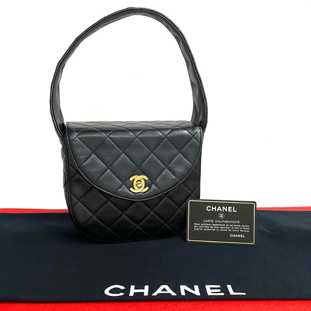 Chanel Chanel Matelasse Lambskin Handbag Leather Tote Bag in Black, Women's