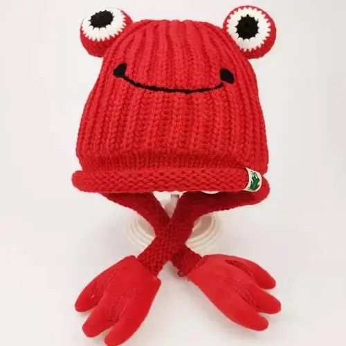 Other Cute Frog Knitted Wool Beanie Hats Size ONE SIZE - 3 Thumbnail