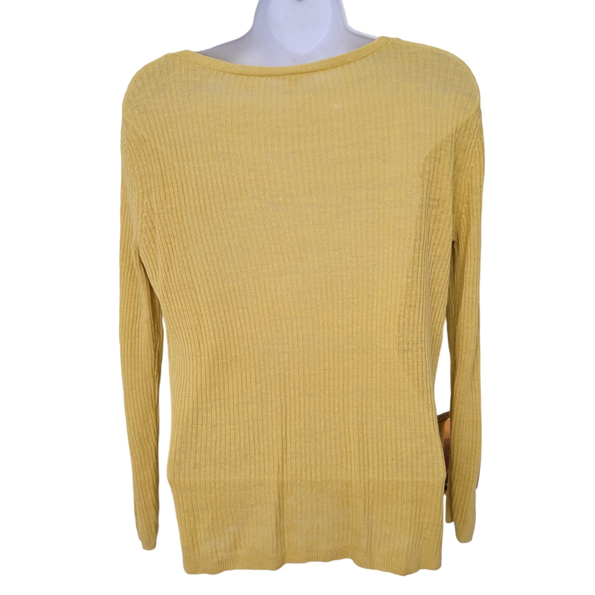Eileen Fisher Eileen Fisher XS Yellow Ribbed Linen Sweater Lightweight Boa Size XS / US 0-2 / IT 36-38 - 2 Thumbnail