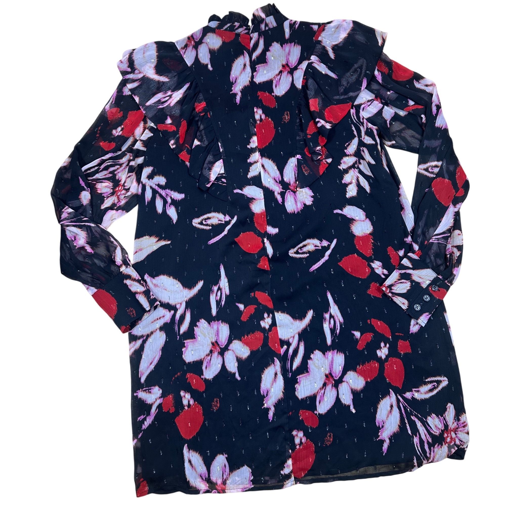 Sanctuary Sanctuary Women’s Black Floral Babydoll Mini Dress Mock Neck Size S / US 4 / IT 40 - 4 Thumbnail
