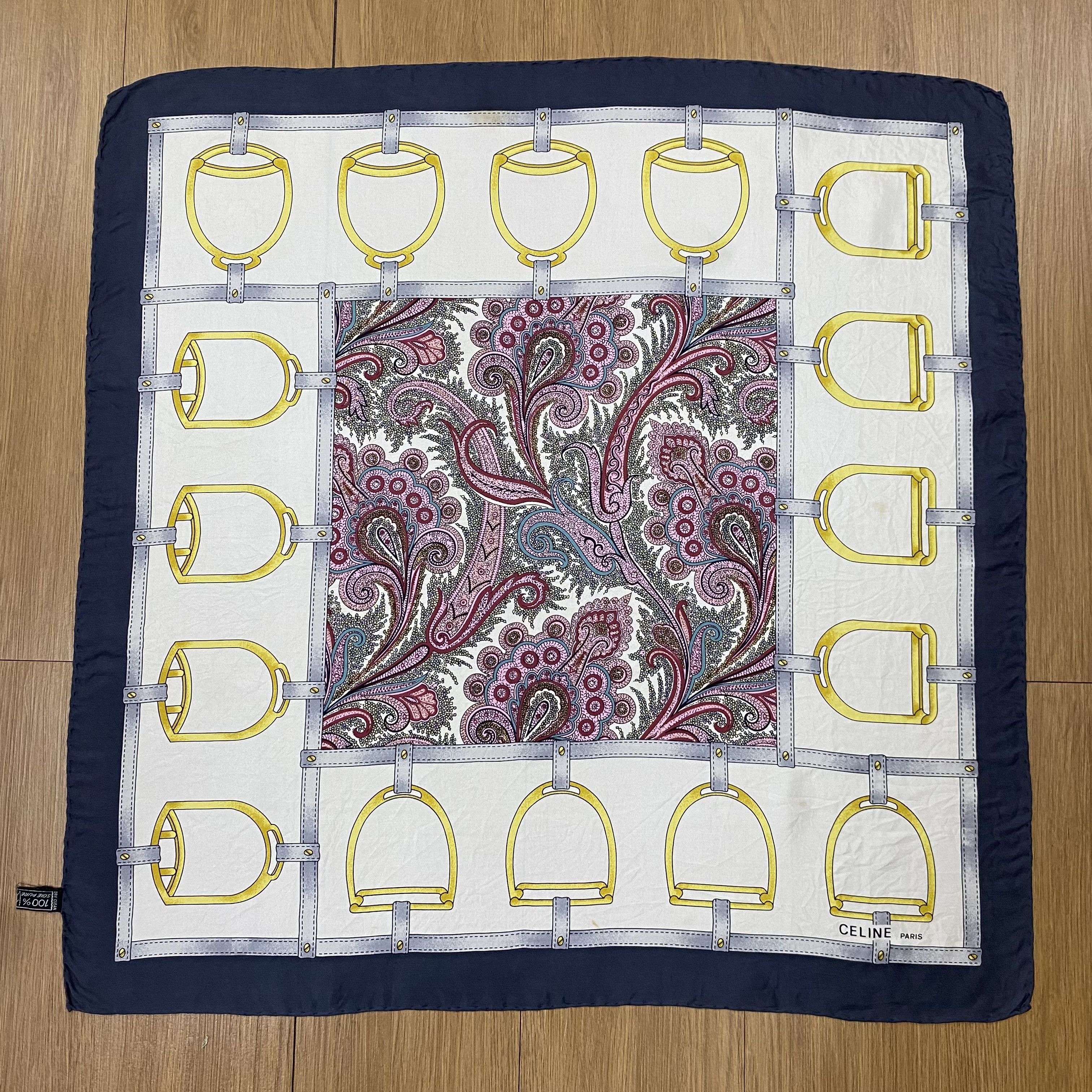 Celine × Vintage Vintage 90s Celine Silk Scarf Square Scarf SSC001 Size ONE SIZE - 1 Thumbnail