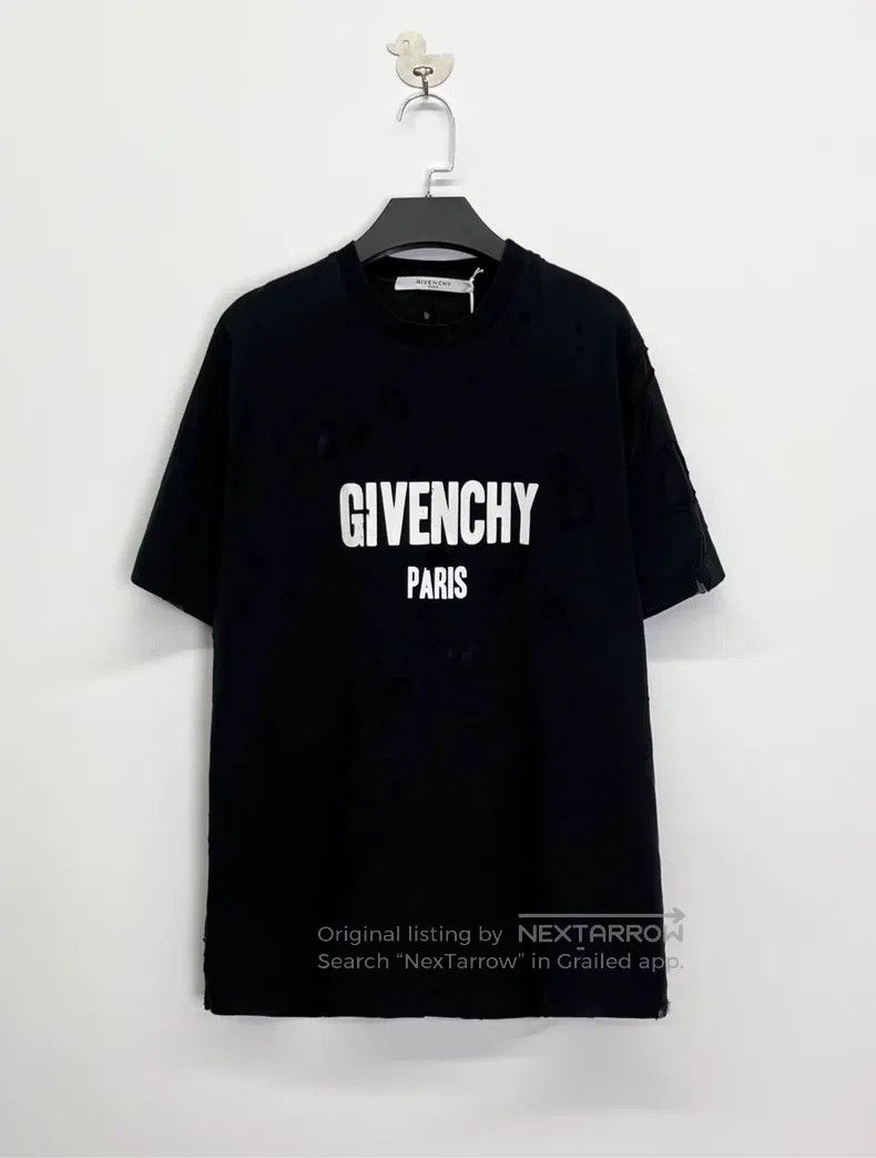 Givenchy Givenchy Black Large Destruction Letter Logo Short Sleeve Size US XXS / EU 40 - 1 Thumbnail