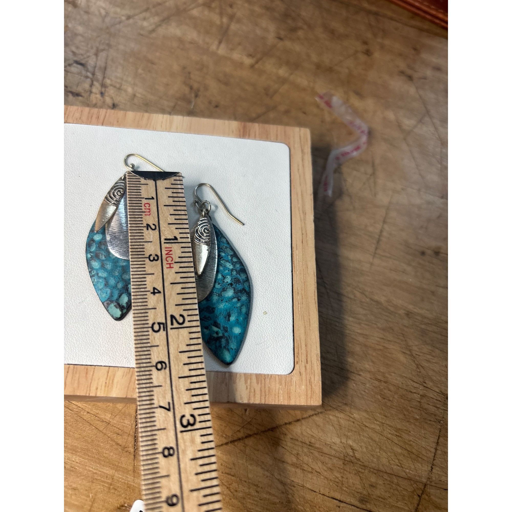 Other Turquoise & Silver-Tone Dangle Earrings With Abstract Leaf D Size ONE SIZE - 3 Thumbnail