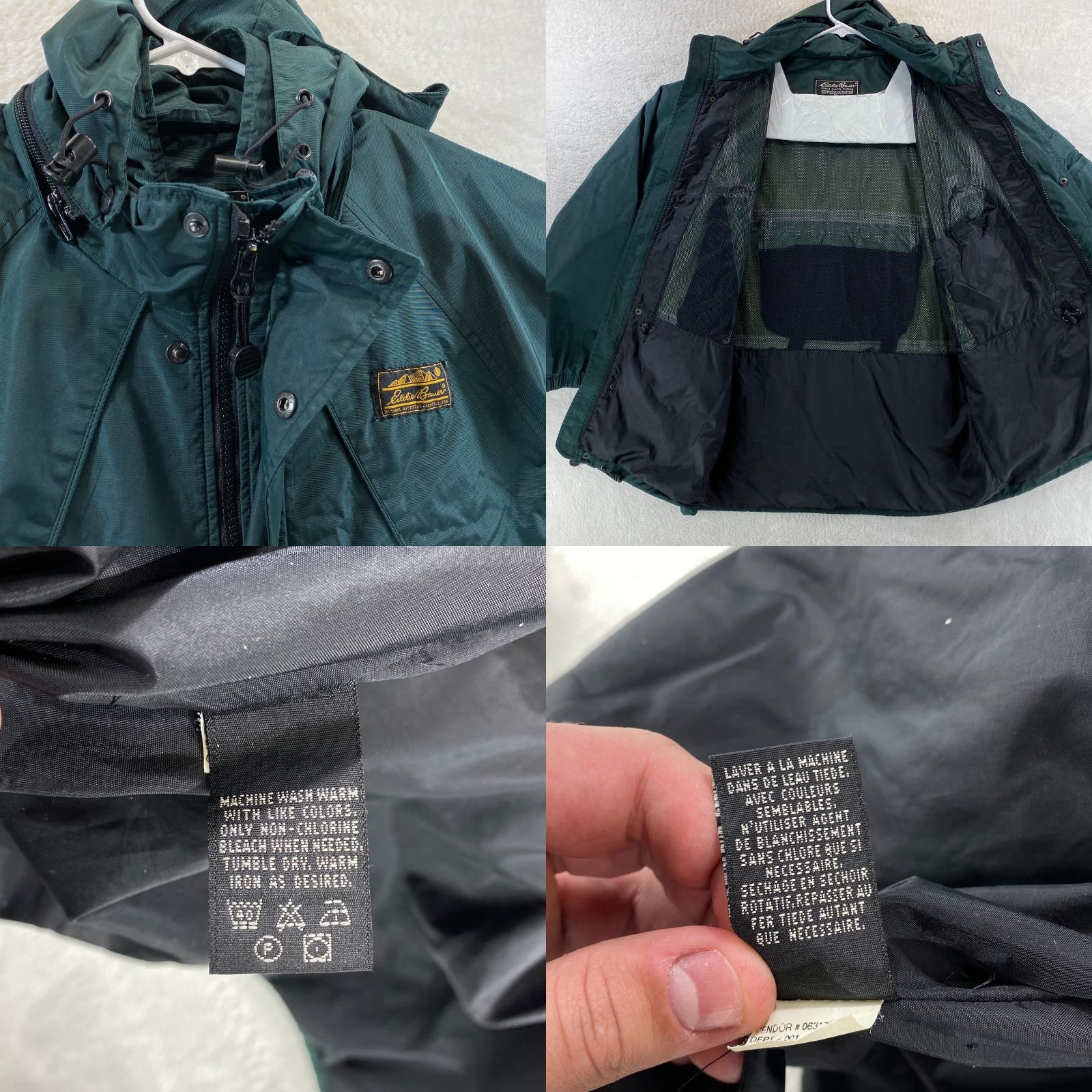 Eddie Bauer VINTAGE Eddie Bauer Mens S Green Hooded Windbreaker Nylon Jacket Zipper Pockets Full Zip - VTG Size US S / EU 44-46 / 1 - 9 Thumbnail