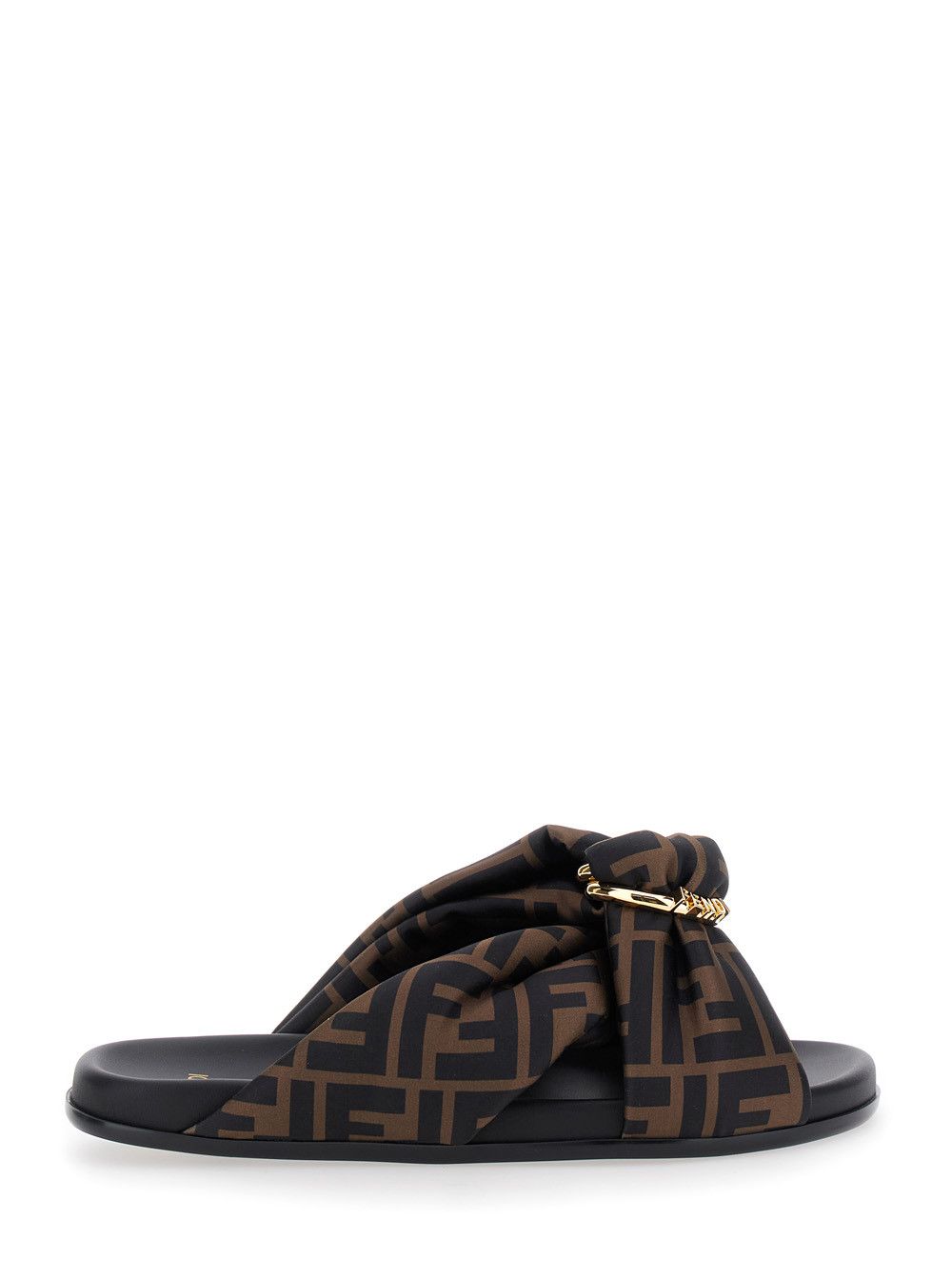 Fendi Brown Feel Slide Sandals with Double Padded Strap and FF Motif in Tech Fabric for Women Size US 10 / IT 40 - 1 Thumbnail