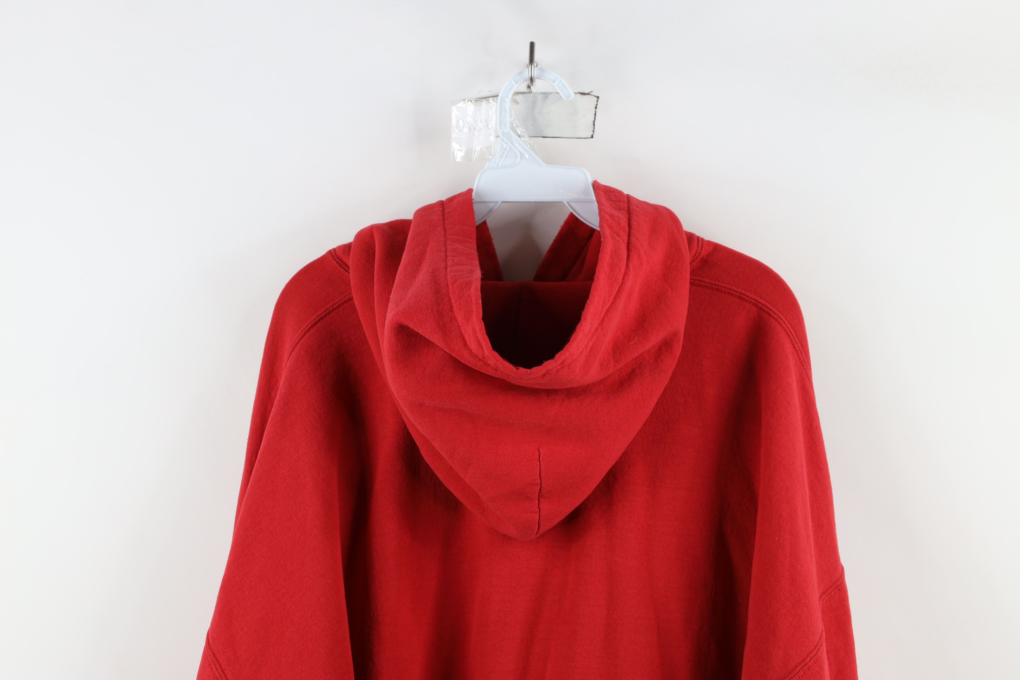 Vintage Vintage 90s Streetwear Thrashed Blank Hoodie Sweatshirt Red Size US XXL / EU 58 / 5 - 15 Thumbnail