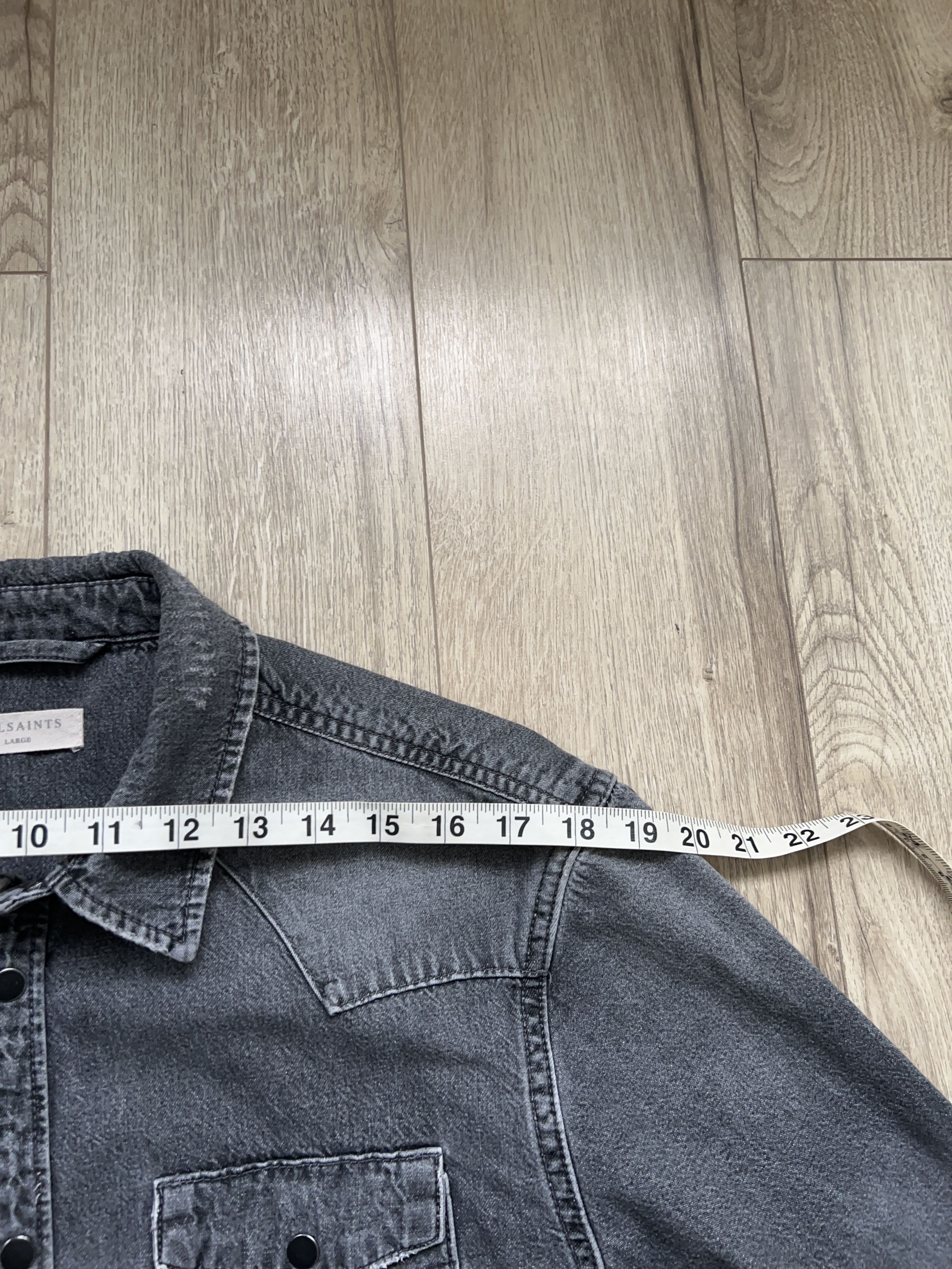 Allsaints Mens Beegan Denim Style Gray Cotton Distressed Shirt Size US L / EU 52-54 / 3 - 5 Thumbnail