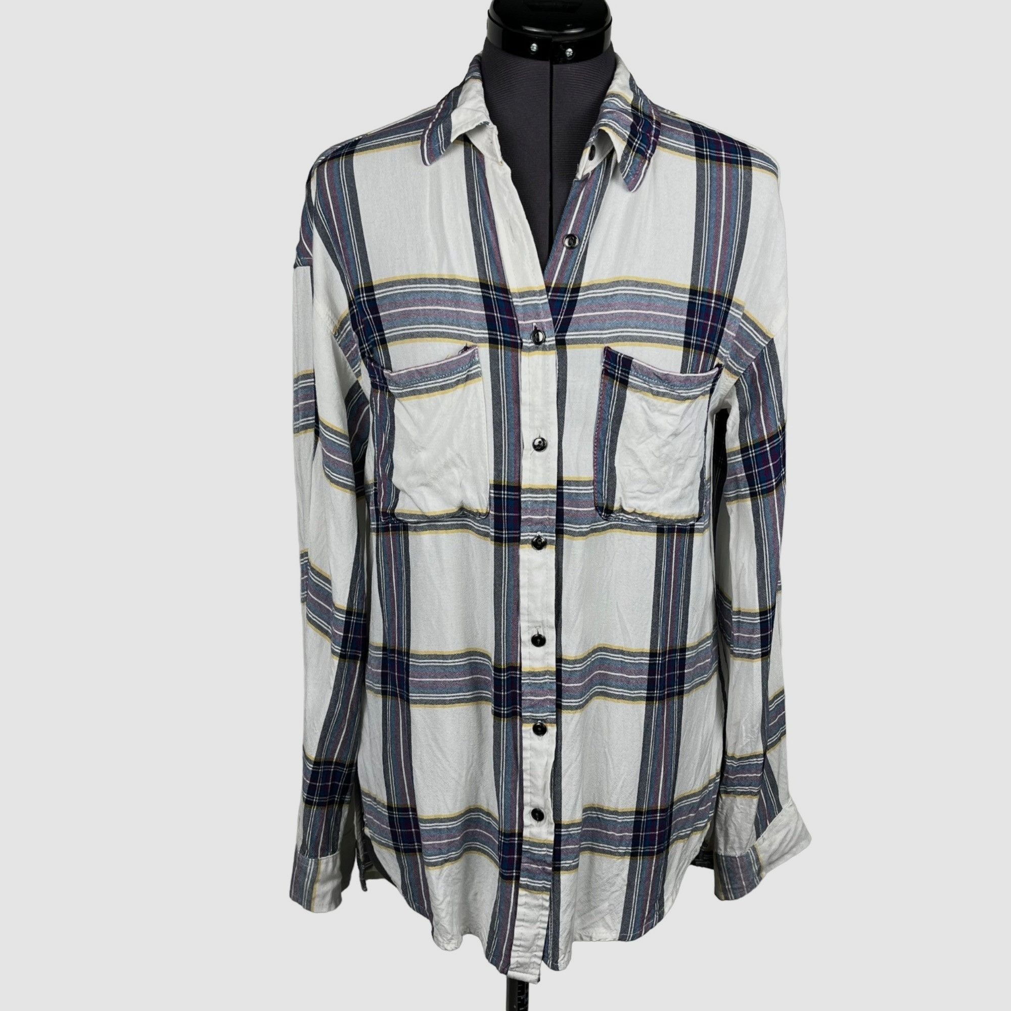 Other Cato Plaid Button-Front Shirt Cinched-Back Long-Sleeve Casua Size S / US 4 / IT 40 - 1 Thumbnail