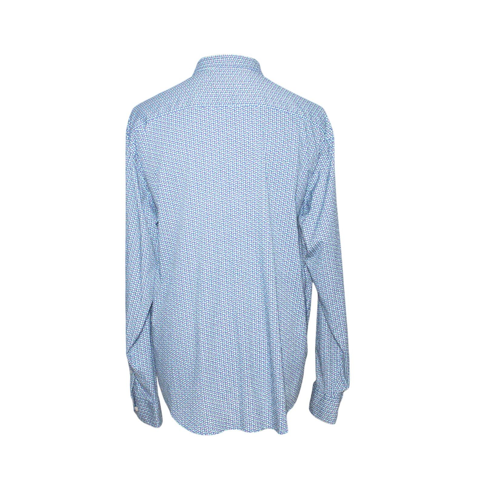 BUGATCHI BUGATCHI Blue Geometric Long Sleeve Stretch Shirt Size XXL Size US XXL / EU 58 / 5 - 3 Thumbnail