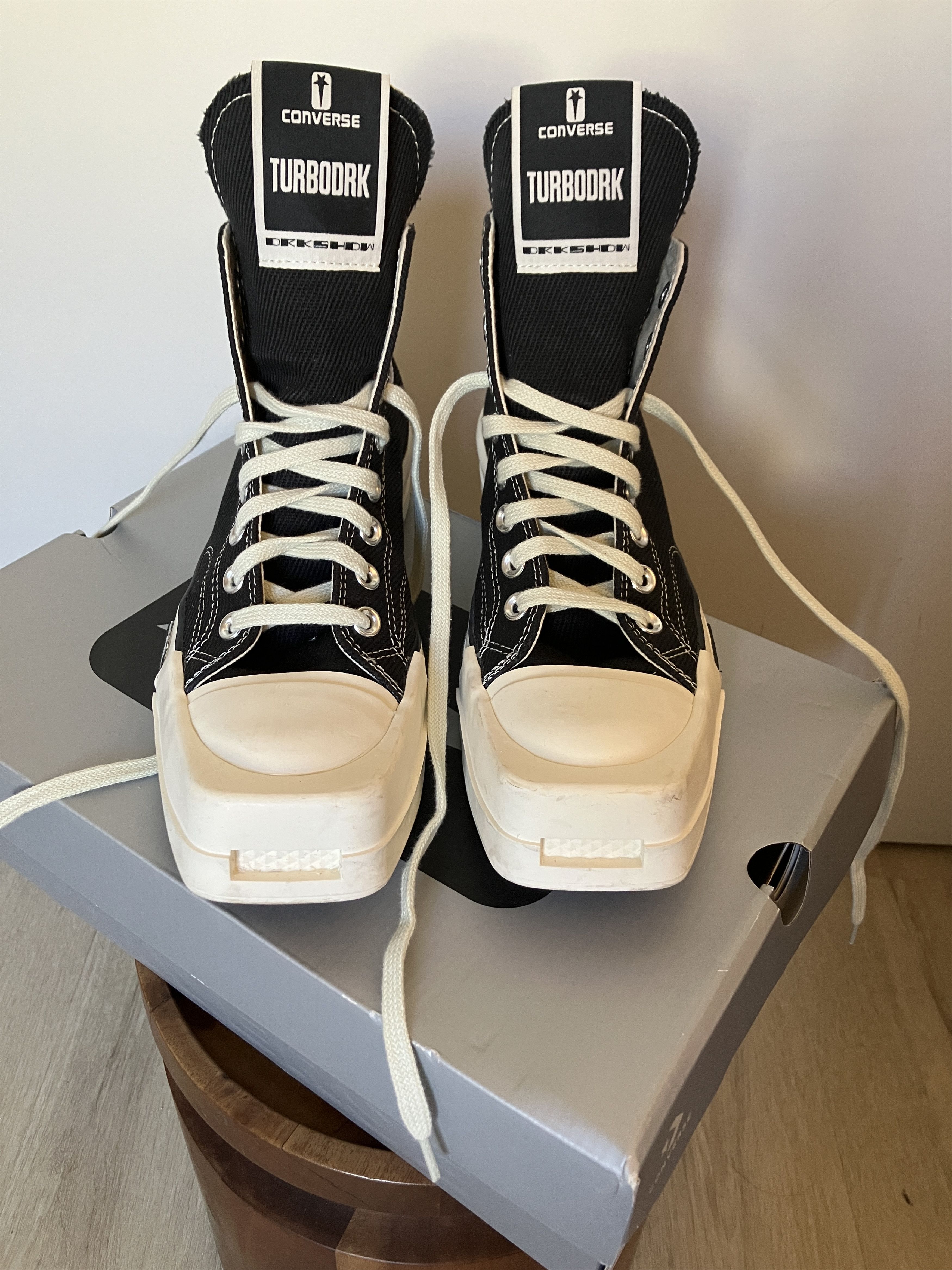 Rick Owens Drkshdw Converse TURBODRK Chuck 70 High Black Size US 7 / EU 40 - 1 Thumbnail