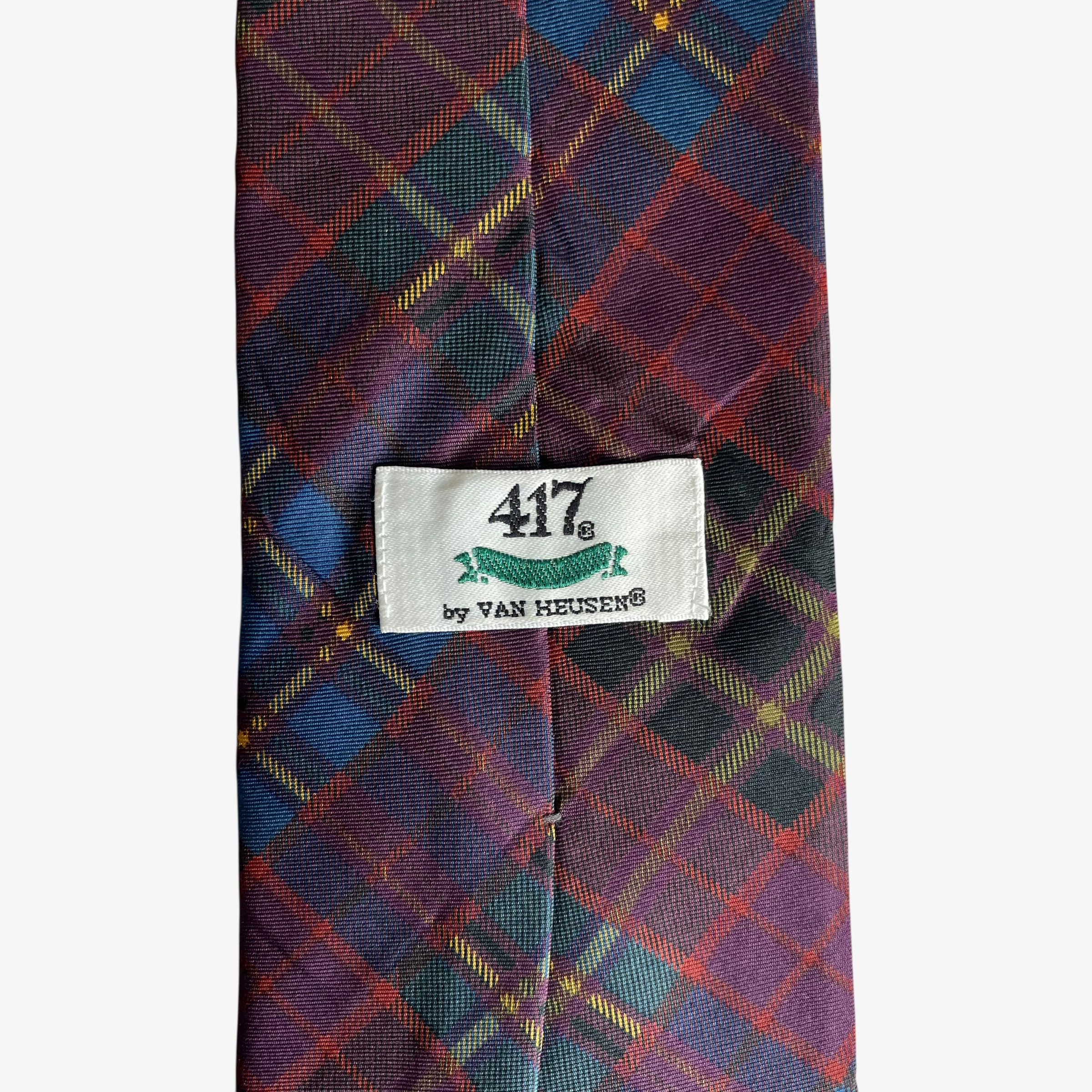 Van Heusen Vintage 90s Van Heusen Purple Tartan Print Silk Tie Size ONE SIZE - 2 Thumbnail