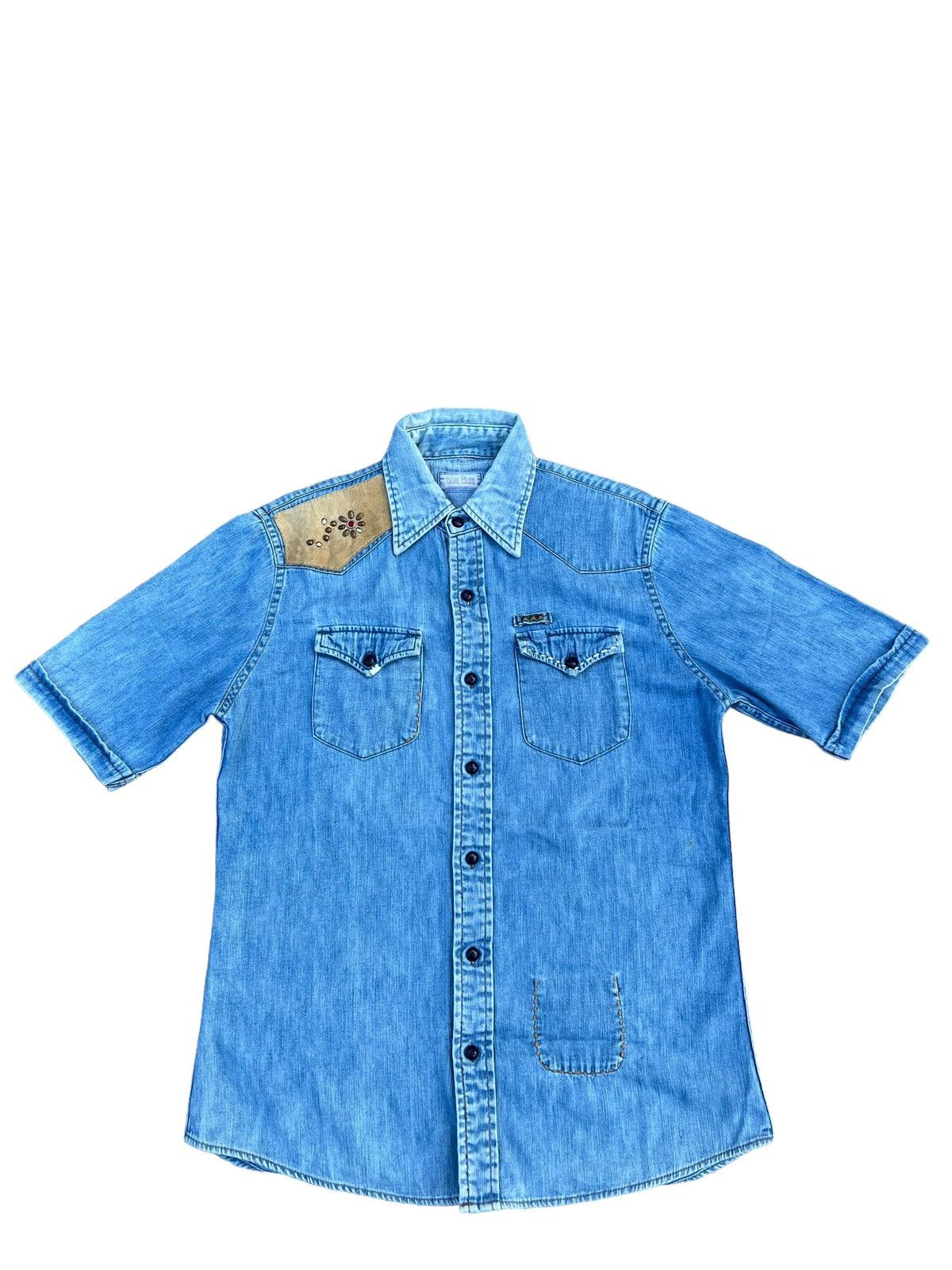 Blue Blue Japan Blue Blue Japan Faded Blue Sashiko Denim Western Shirt Size US M / EU 48-50 / 2 - 1 Thumbnail